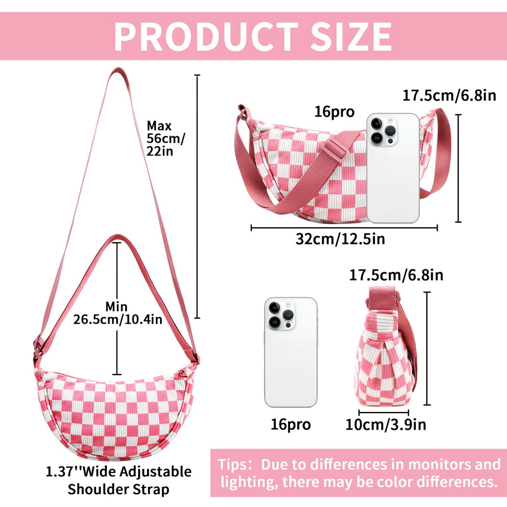Nylon Crescent Crossbody Bag for Women Purses Trendy Men,Small Travel Sling Bag Hobo