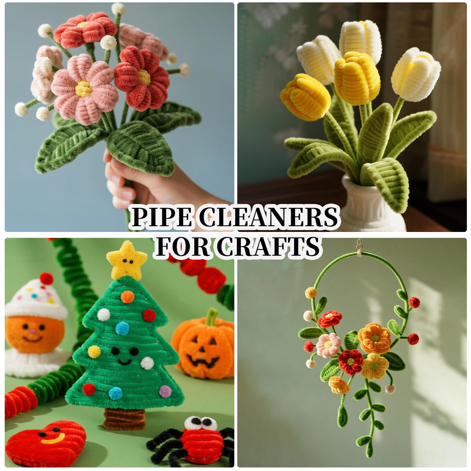 Pipe Cleaners Craft Bulk,Kids Toys & Games Gifts,200pcs Arts Crafts,Chenille Stems Art Supplies for Projects Creative DIY Room Decor,Christmas Decorations,Juegos para Niños Fidget Toys for Ages 5-7
