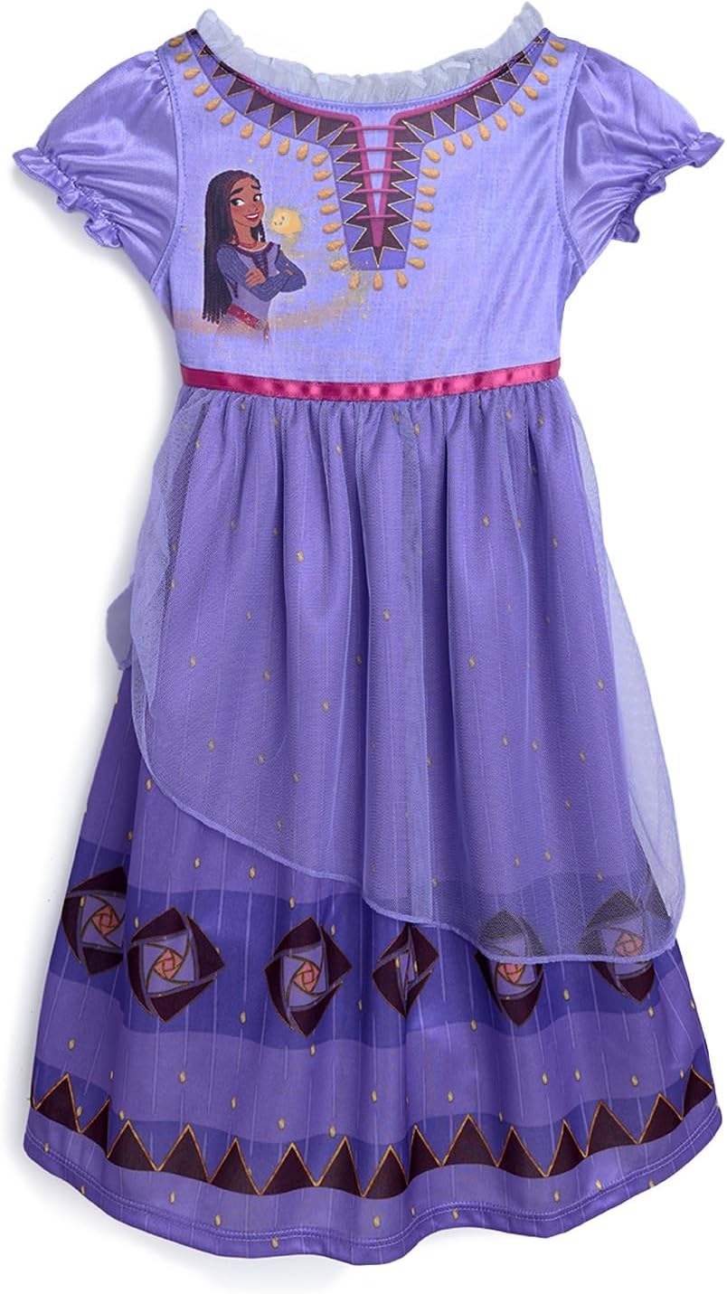 Disney Girls' Princess Dress Nightgown, Fantasy Gown, Soft & Cute Pajamas for Kids