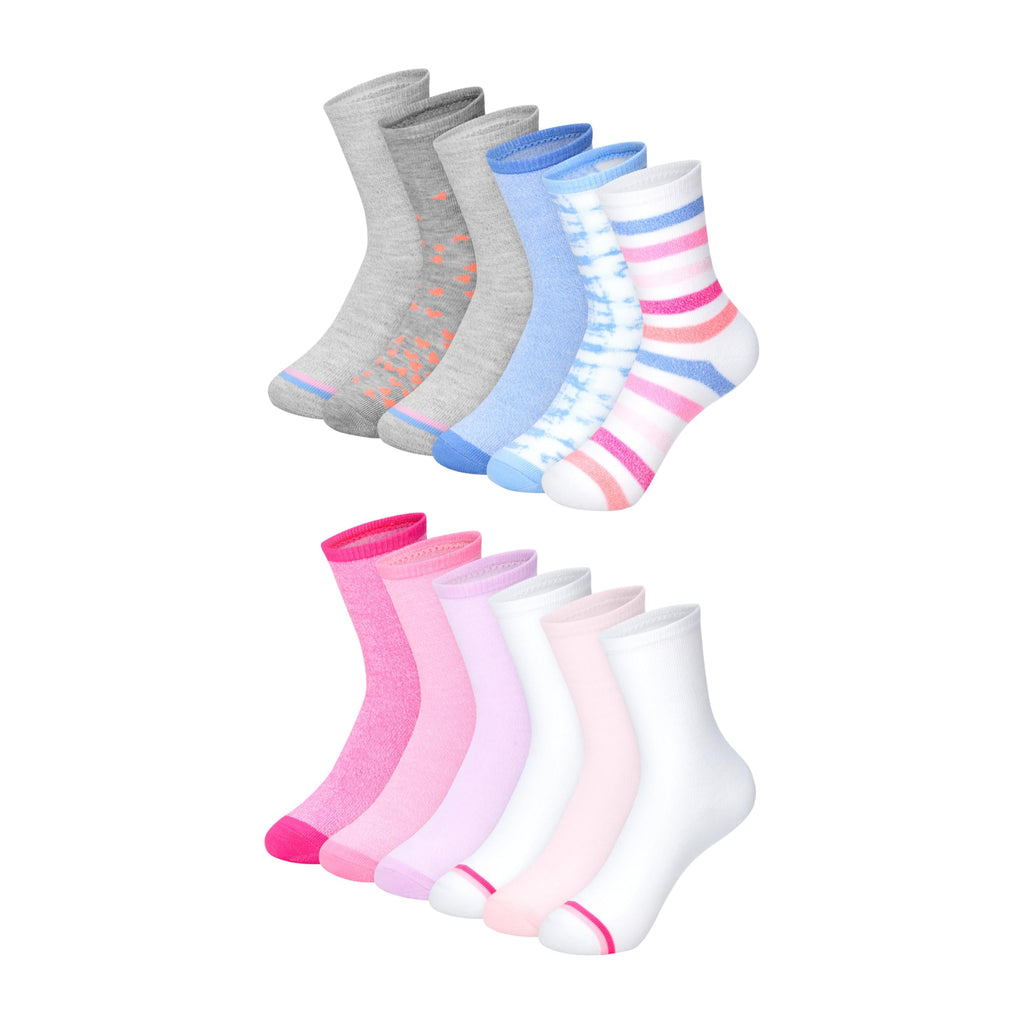 Hanes Girls' Socks, Fashion Patterned Soft Socks, No Show, Ankle, and Crew, 12-pair Packs