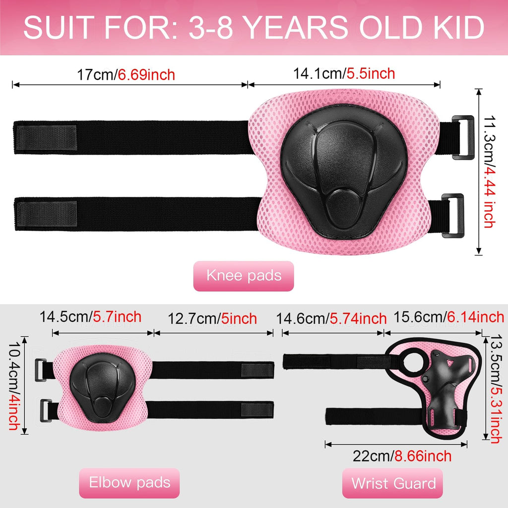 Wemfg Kids Protective Gear Set Knee Pads for Kids 3-14 Years Toddler Knee and Elbow Pads with Wrist Guards 3 in 1 for Skating Cycling Bike Rollerblading Scooter