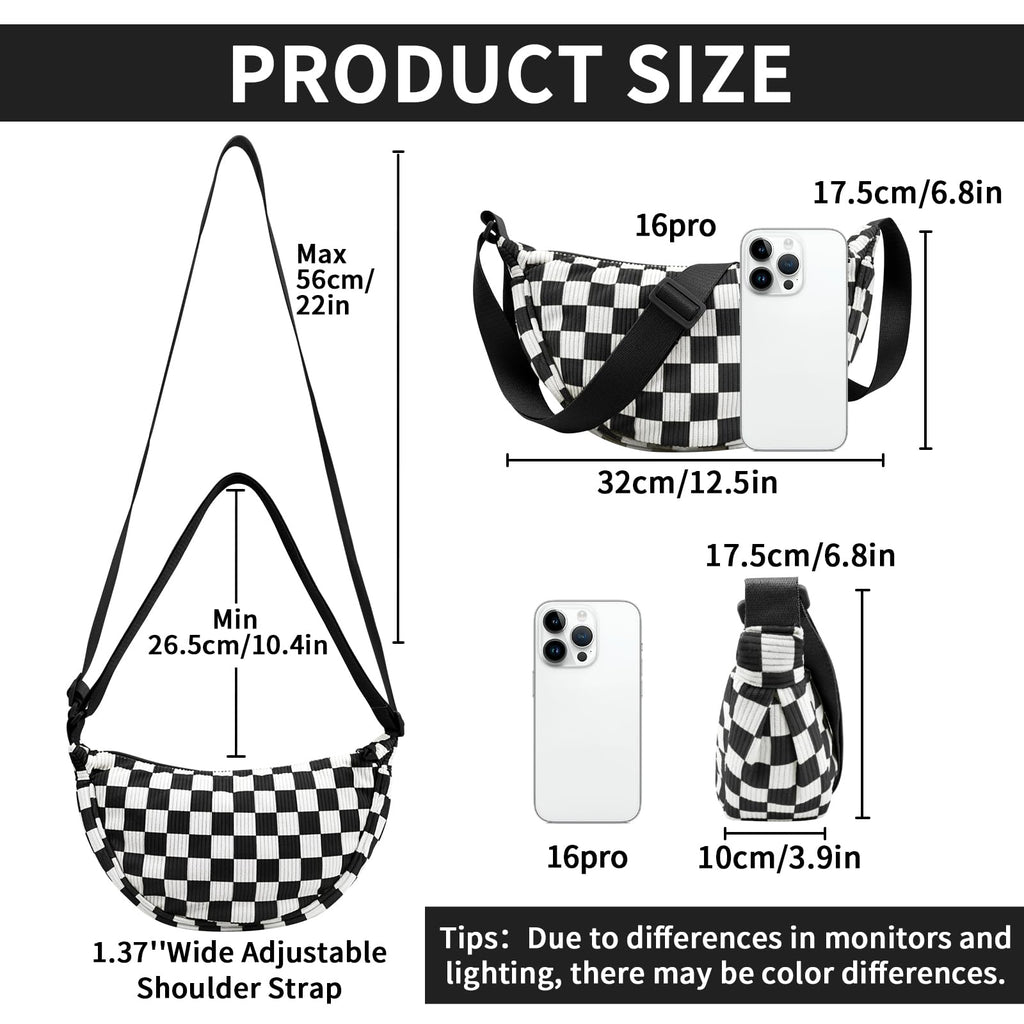 Nylon Crescent Crossbody Bag for Women Purses Trendy Men,Small Travel Sling Bag Hobo