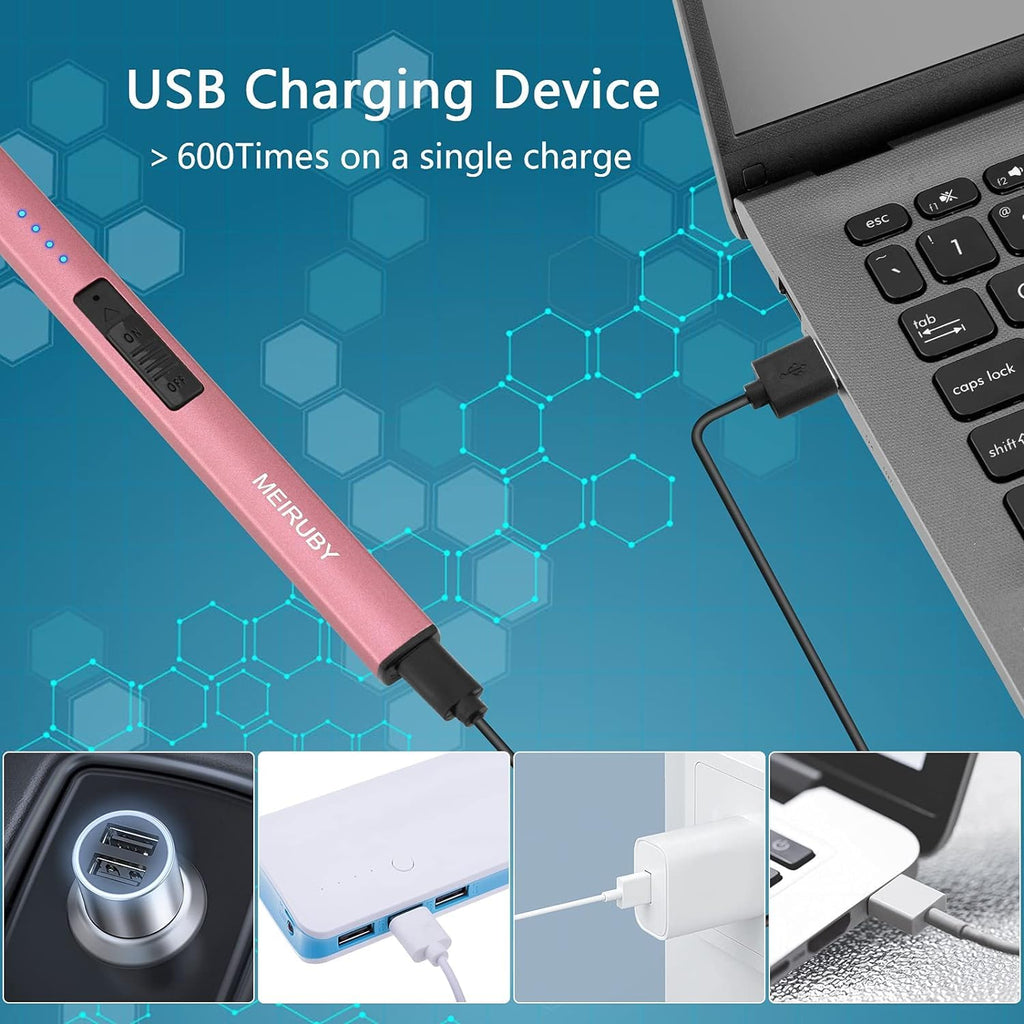 MEIRUBY Lighter Electric Candle Lighter, Birthday for Women Men Mom Wife Sister, Rechargeable USB Arc Lighters for Candle Camping BBQ