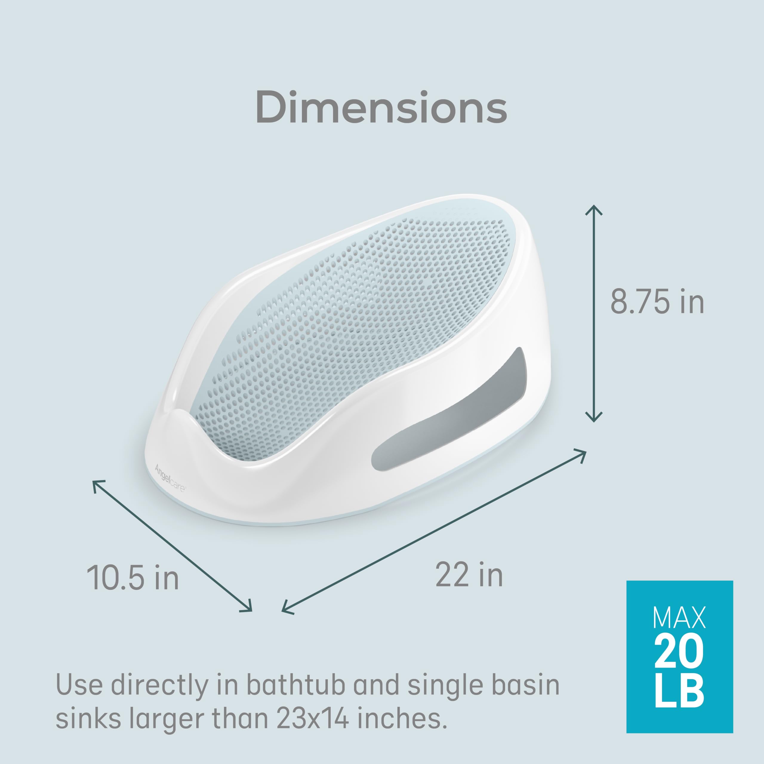 Angelcare Baby Bath Support (Gray) | Ideal for Babies Less Than 6 Months Old