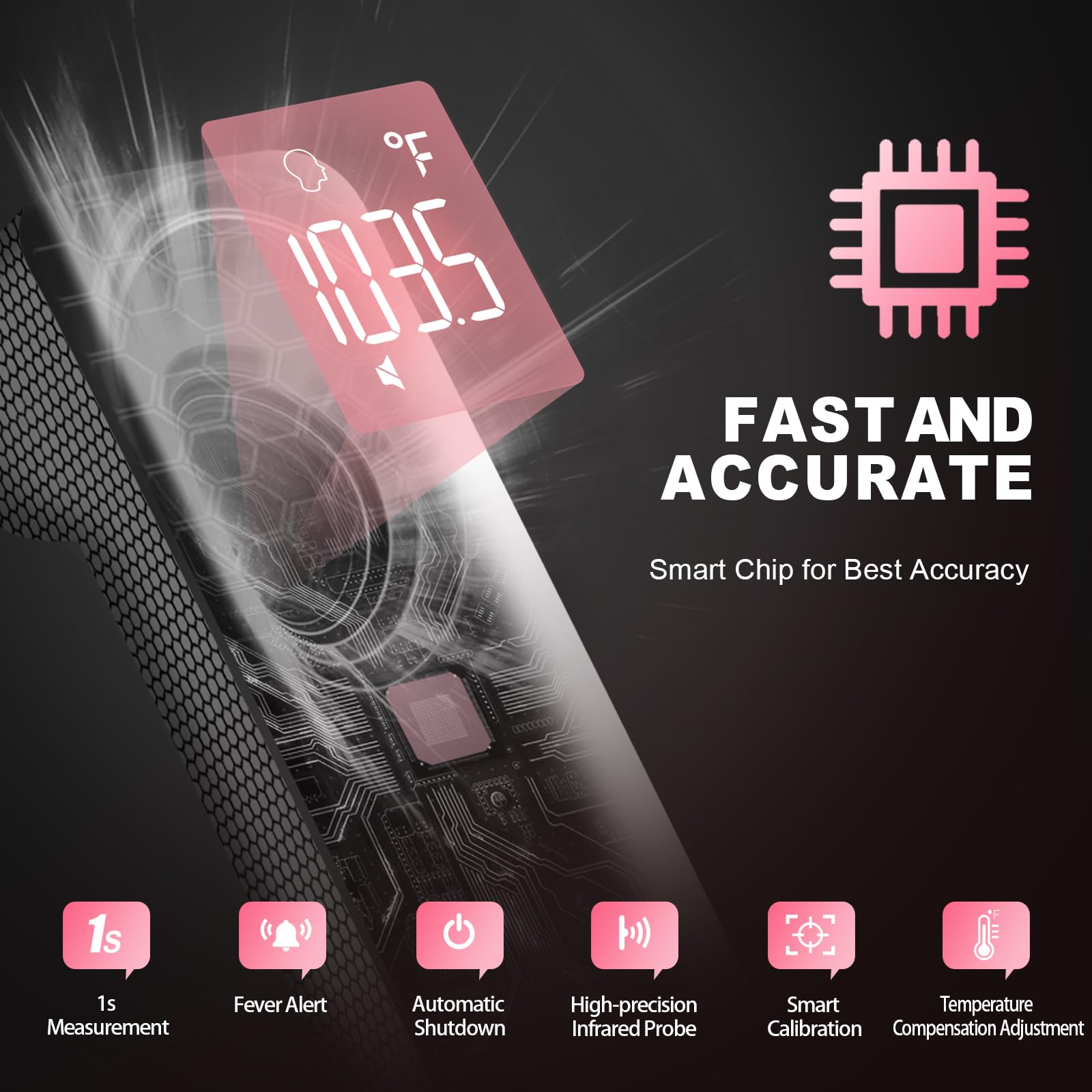 No-Touch Thermometer for Adults and Kids, Accurate Digital Baby Thermometer | 1s Fast Reading, Fever Alarm, Silent Mode, 35-Reading Memory, Forehead & Object Mode, AAA Battery Included, for Home & Clinic
