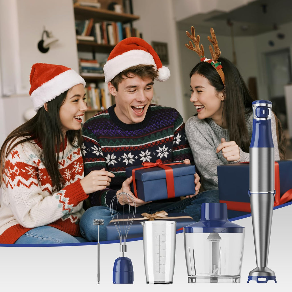 Turelar Immersion Blender Handheld Corded Hand Blenders Set 1100W, Trigger Variable Speed 5 in 1 Stick Emulsifier with Chopper, Whisk and Frother for Soup, Baby Food and Smoothies,Black