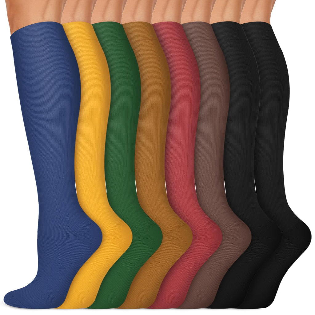Copper Compression Socks 15-20 mmHg for Men & Women 8 Pairs – Circulation Support for Nurses, Travel, Running, Hiking, Soccer