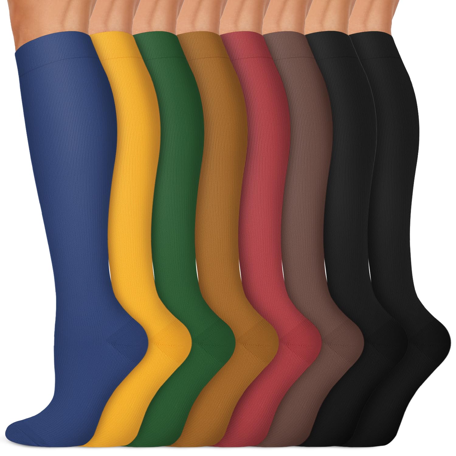 Copper Compression Socks 15-20 mmHg for Men & Women 8 Pairs – Circulation Support for Nurses, Travel, Running, Hiking, Soccer