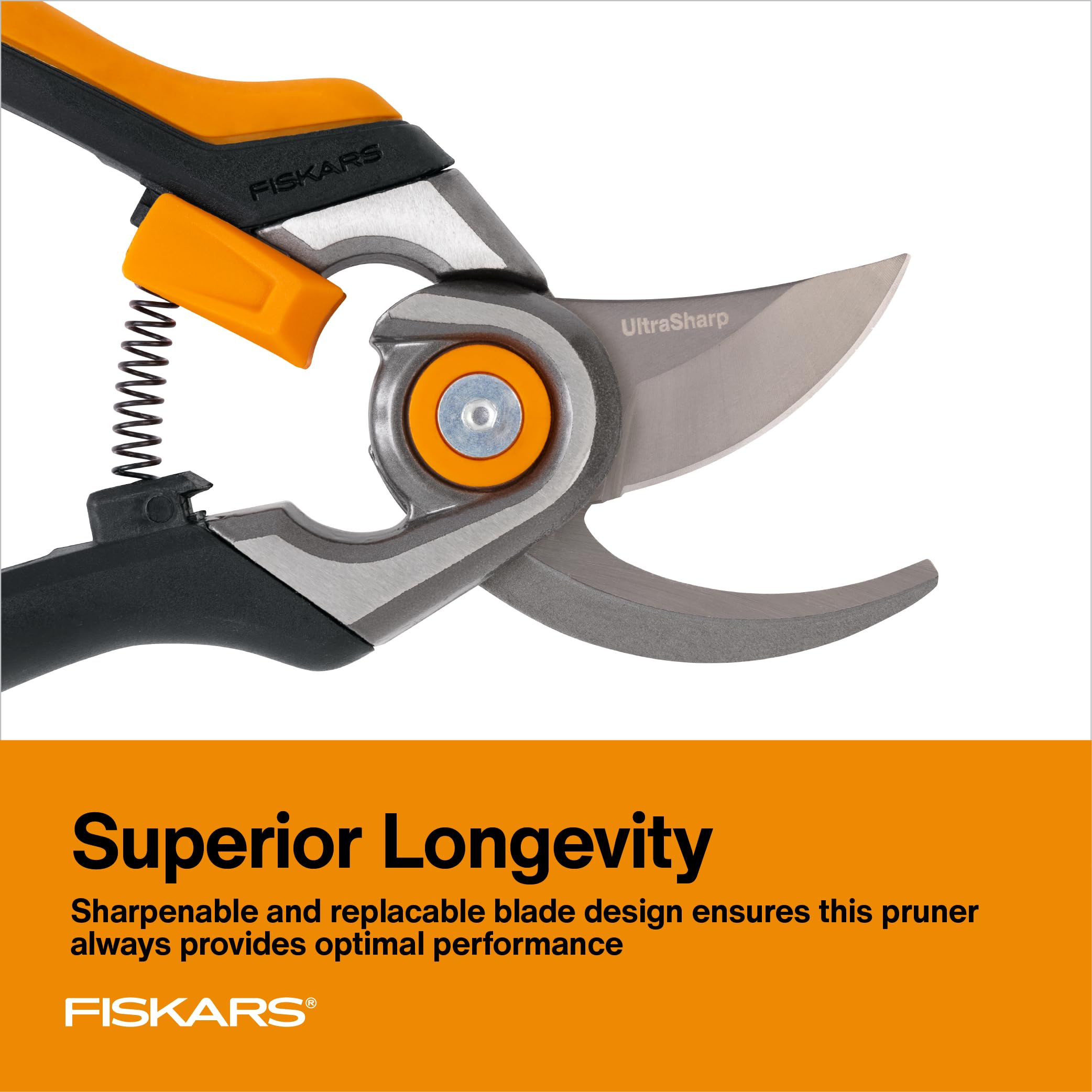 Fiskars Bypass Pruning Shears, 5/8" Cut Capacity Gardening Scissors, Self-Cleaning Sap Groove Prevents Sticking, Non-Slip Grip for Cutting Stems & Branches, Sharp Steel Blades w/ Low-Friction Coating