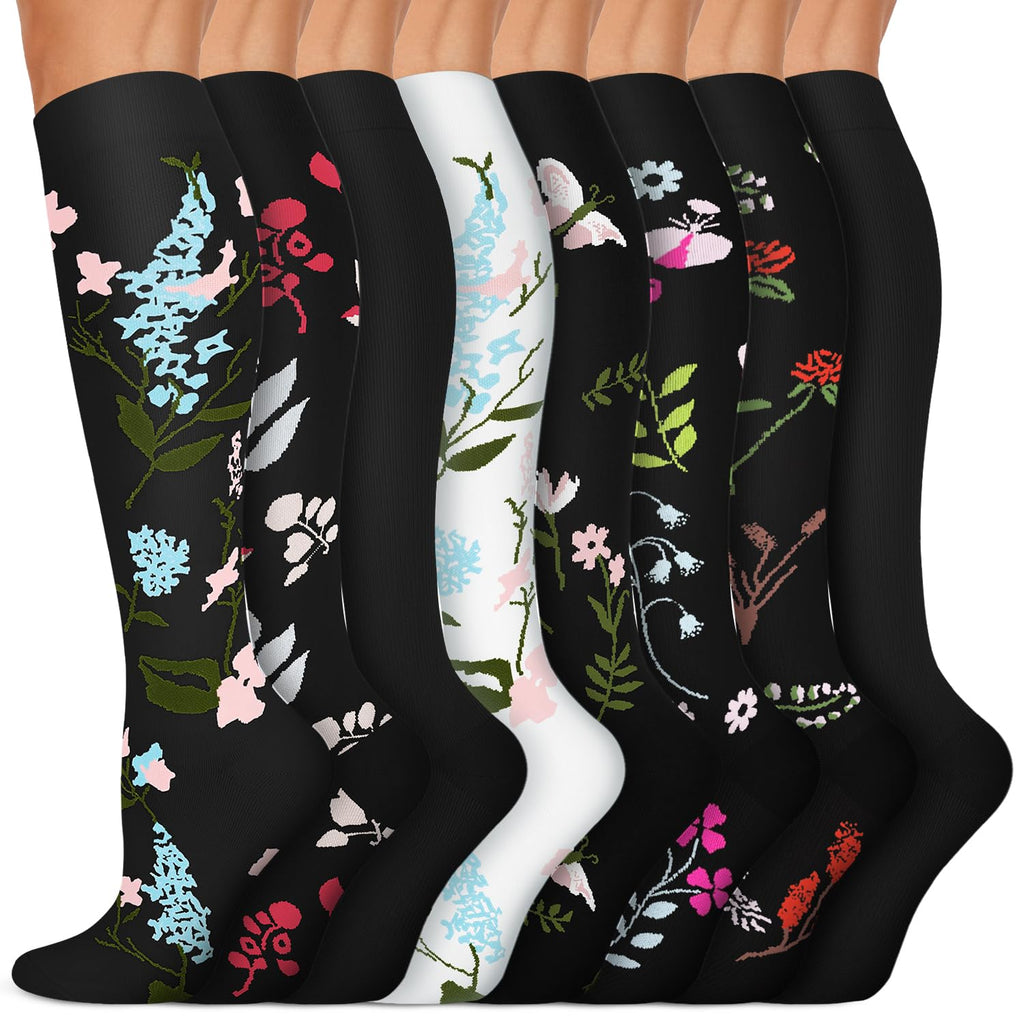 Copper Compression Socks 15-20 mmHg for Men & Women 8 Pairs – Circulation Support for Nurses, Travel, Running, Hiking, Soccer