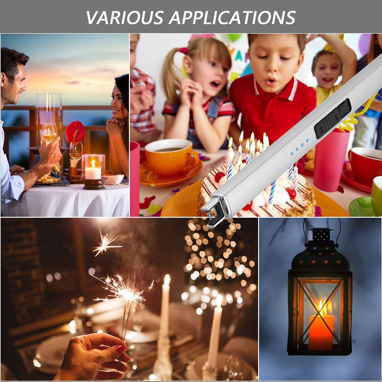 MEIRUBY Lighter Electric Candle Lighter, Birthday for Women Men Mom Wife Sister, Rechargeable USB Arc Lighters for Candle Camping BBQ
