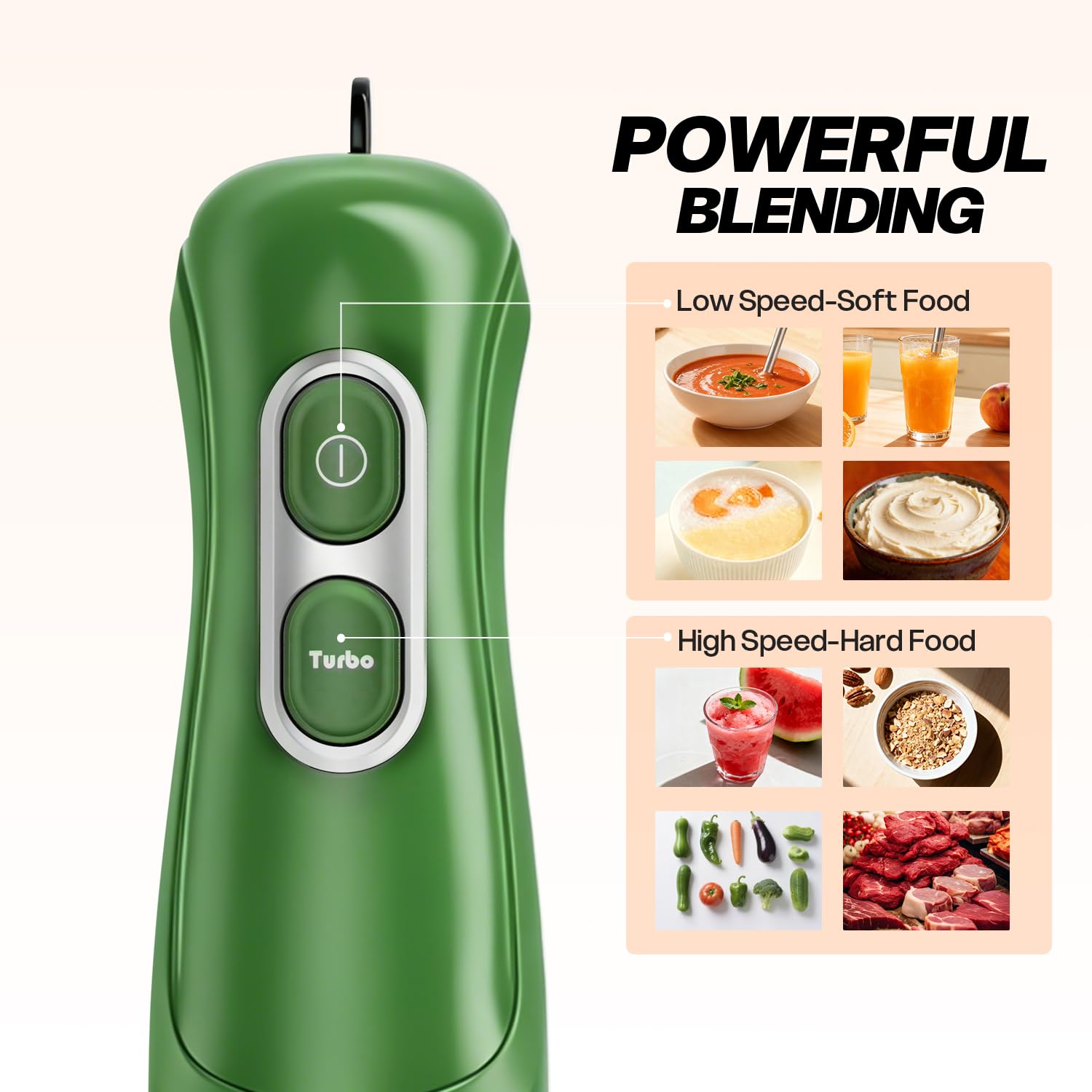 Turelar Immersion Blender Handheld Corded Hand Blenders Set 1100W, Trigger Variable Speed 5 in 1 Stick Emulsifier with Chopper, Whisk and Frother for Soup, Baby Food and Smoothies,Black