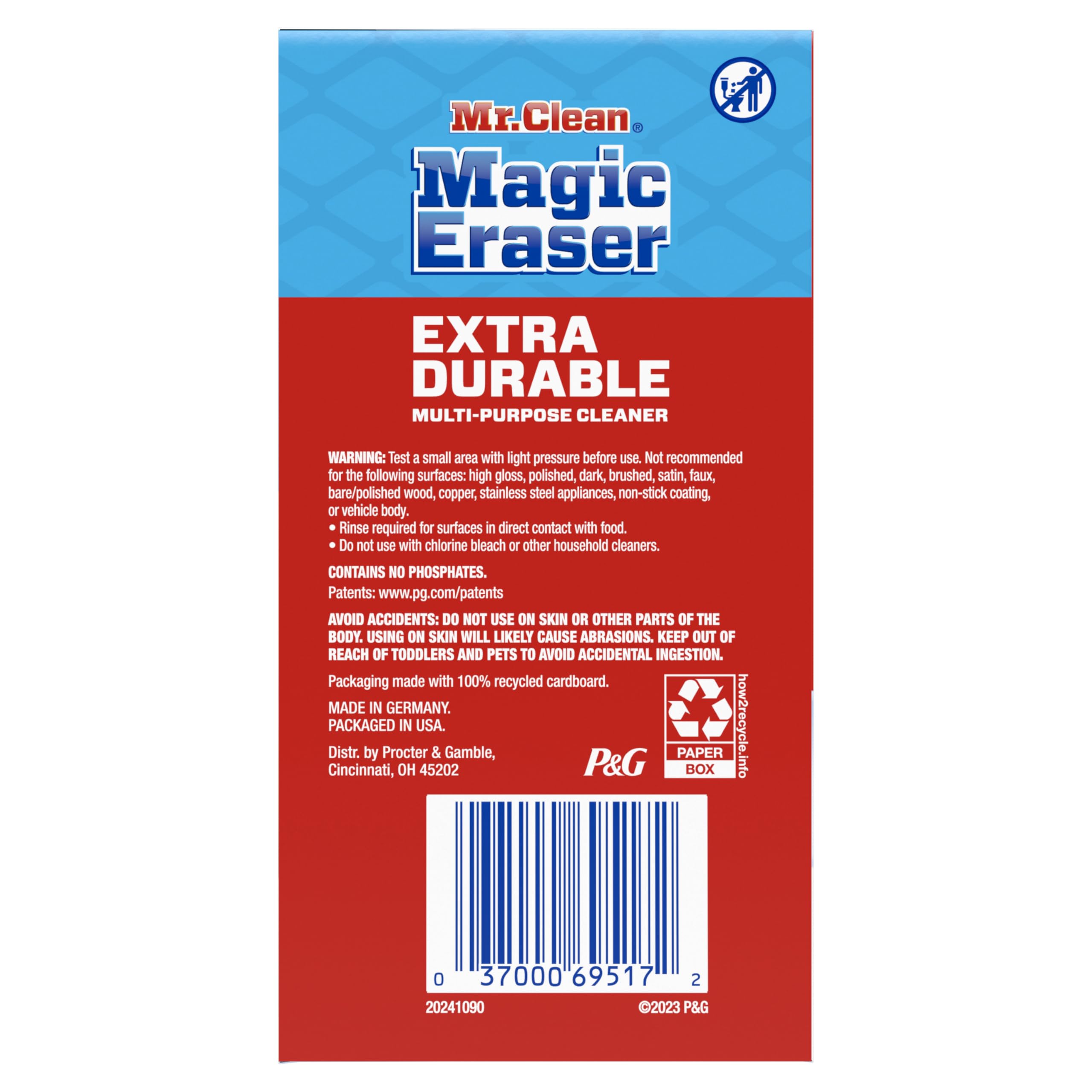 Mr. Clean Magic Eraser Sponge, All Purpose Cleaner, Cleaning Scrubber, Wall, Sneaker, Kitchen, Bathroom, Shower Cleaning Supplies, Melamine Sponge, Cleaning Pads, Whole Home Extra Durable, 12ct
