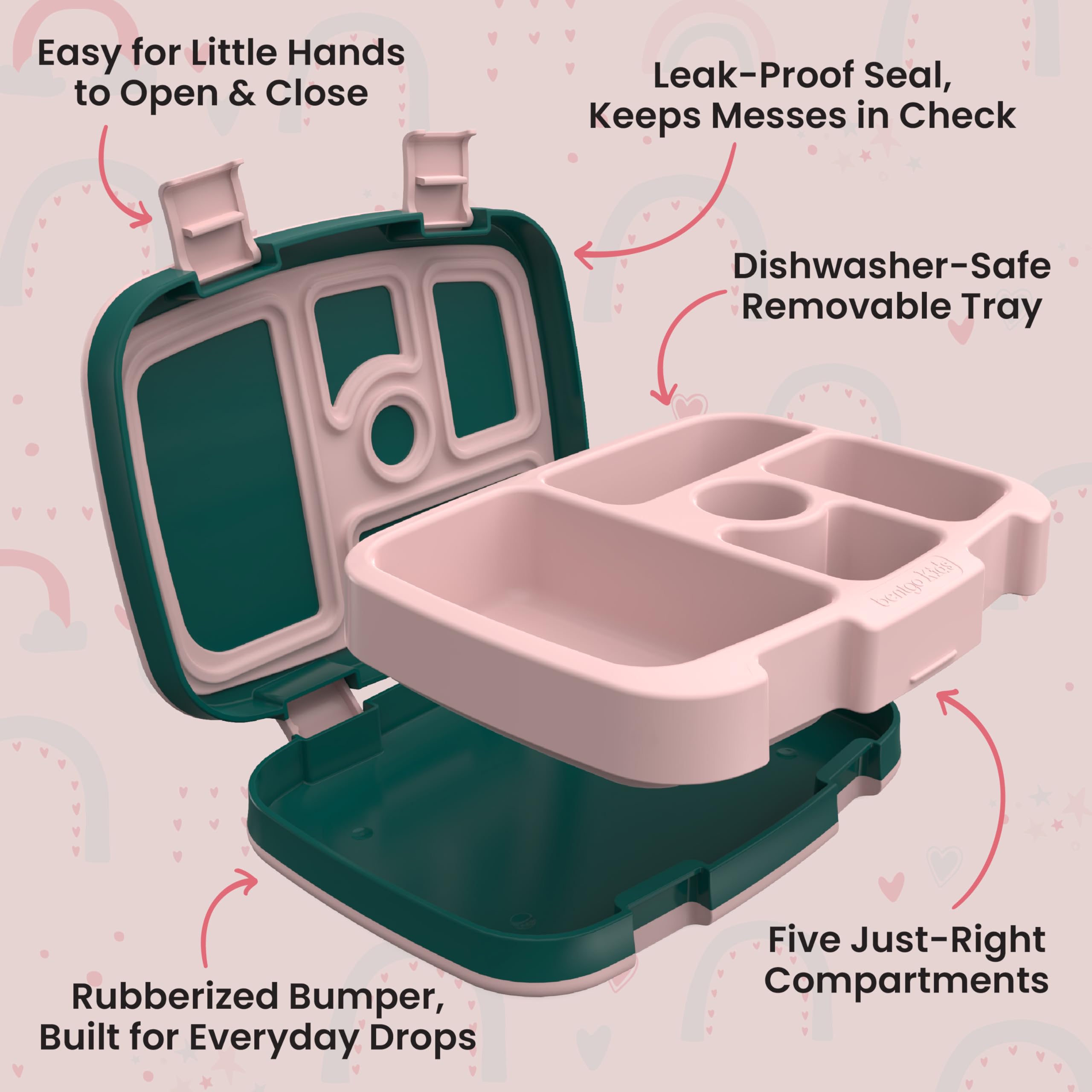 Bentgo Kids Prints Leak-Proof, 5-Compartment Bento-Style Kids Lunch Box - Ideal Portion Sizes for Ages 3-7, Durable, Drop-Proof, Dishwasher Safe, & PFAS & BPA-Free Materials (Unicorn)