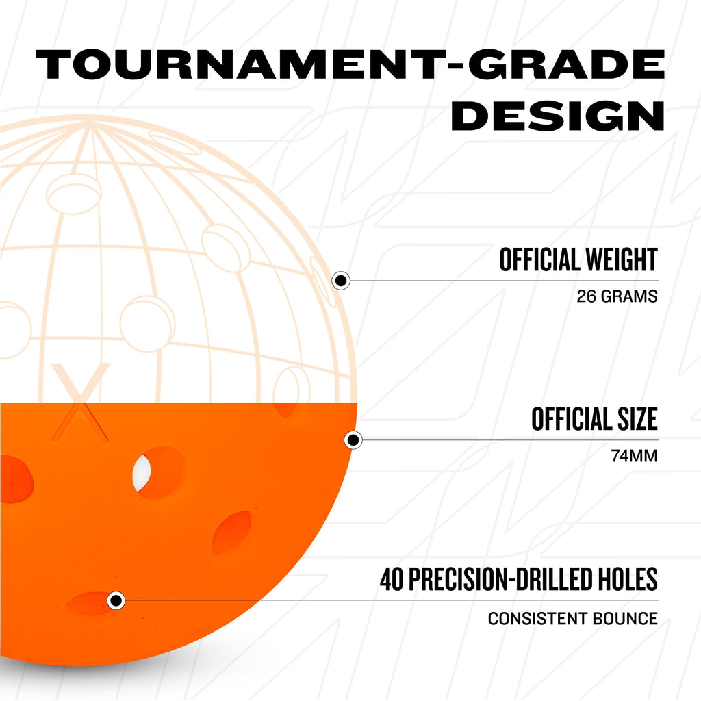 Franklin Sports X-40 Outdoor Pickleballs - Official Ball of USA Pickleball, APP Tour + US Open - Regulation Size