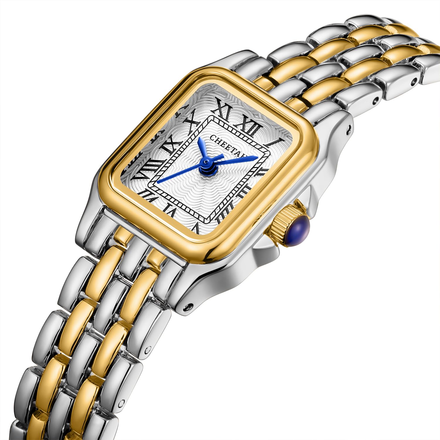 CHEETAH Gold Watches for Women with Small Vintage Bracelet, Rectangular Case Roman Dial
