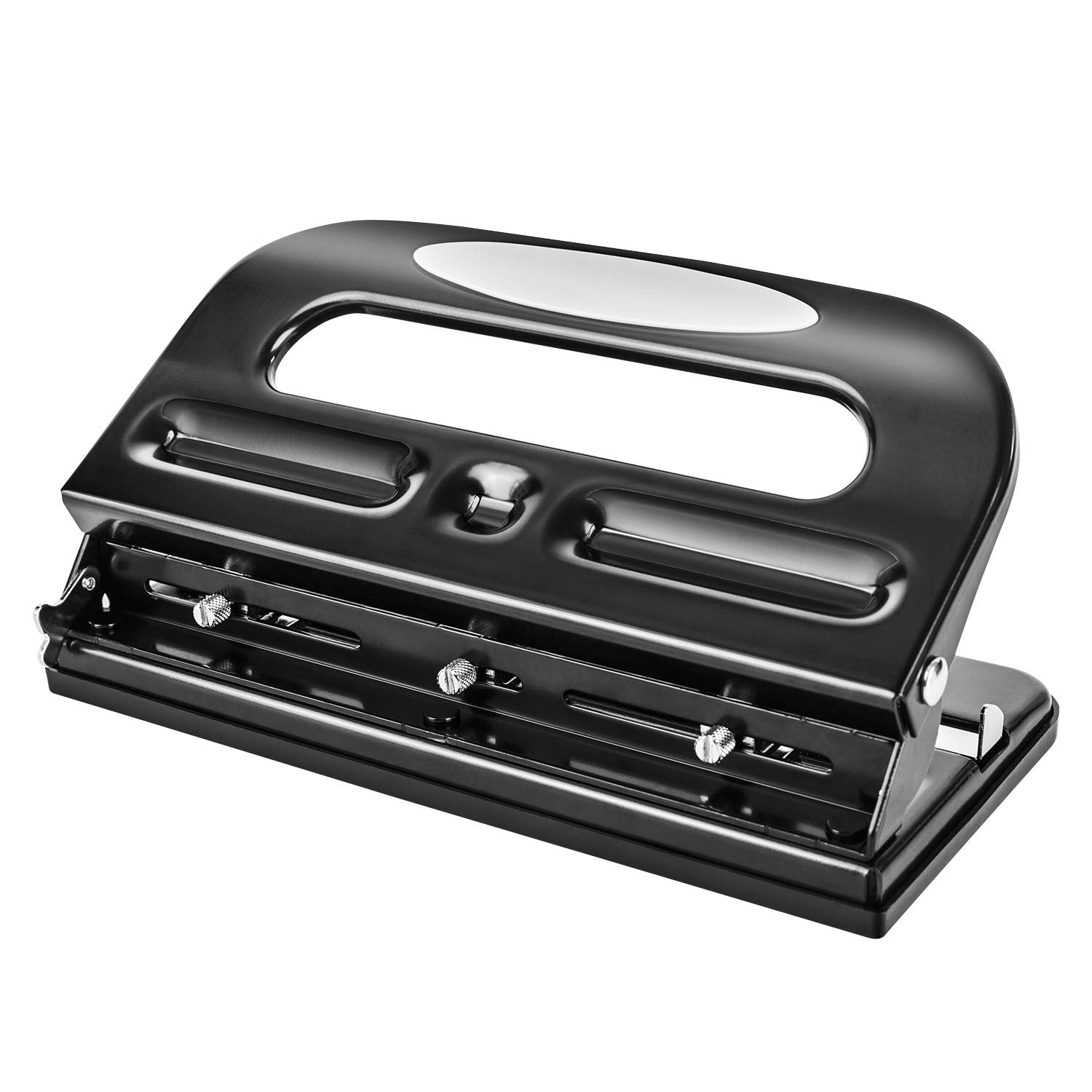 Amazon Basics 3 Hole Punch, 10 Sheet Capacity, Black, Easy-Clean Tray