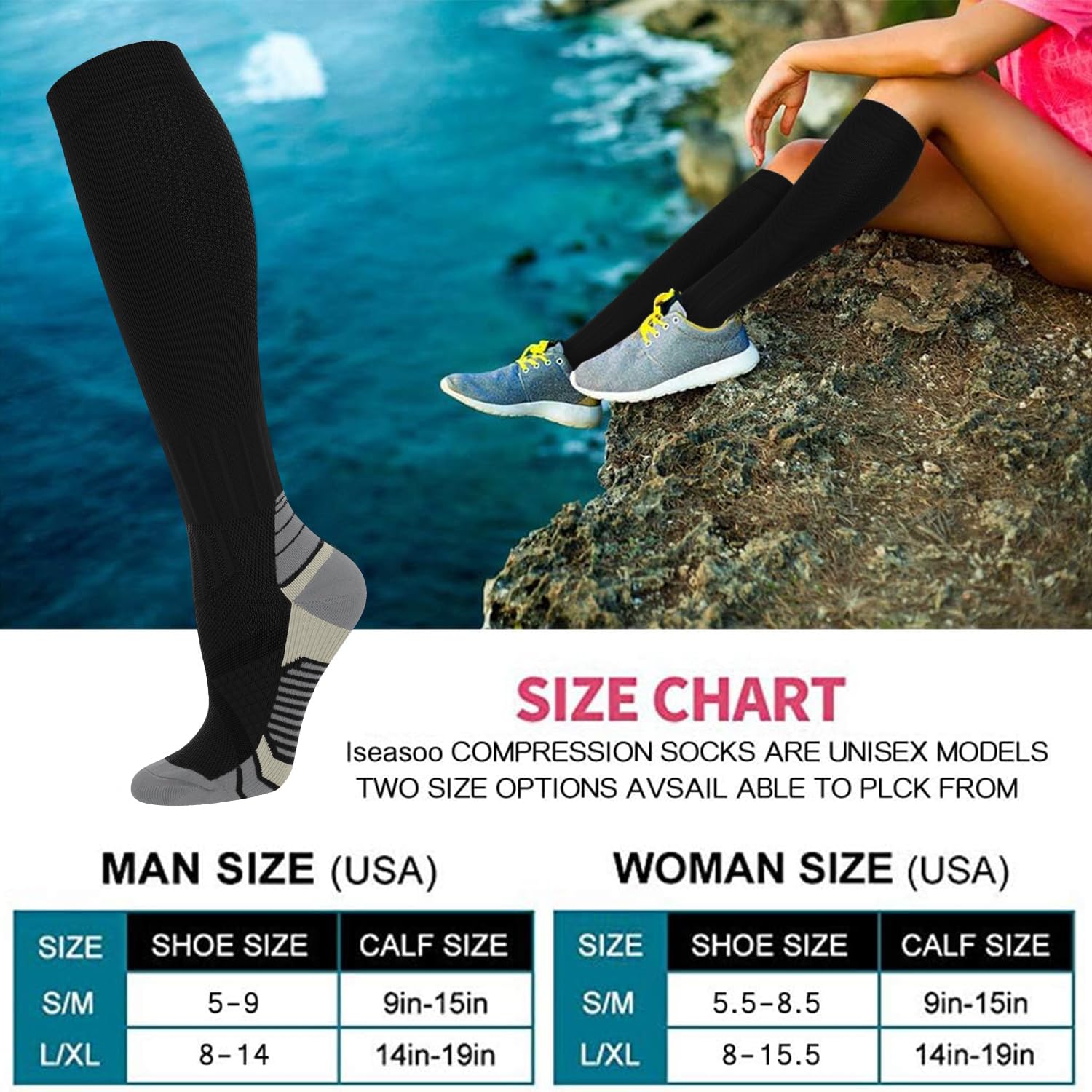 Copper Compression Socks 15-20 mmHg for Men & Women 8 Pairs – Circulation Support for Nurses, Travel, Running, Hiking, Soccer