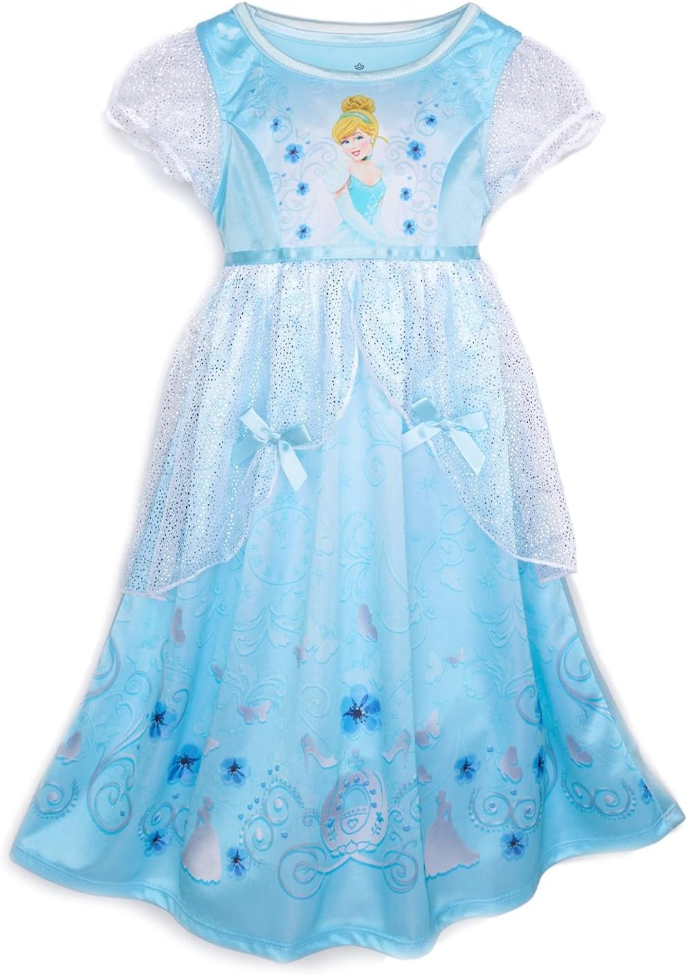 Disney Girls' Princess Dress Nightgown, Fantasy Gown, Soft & Cute Pajamas for Kids