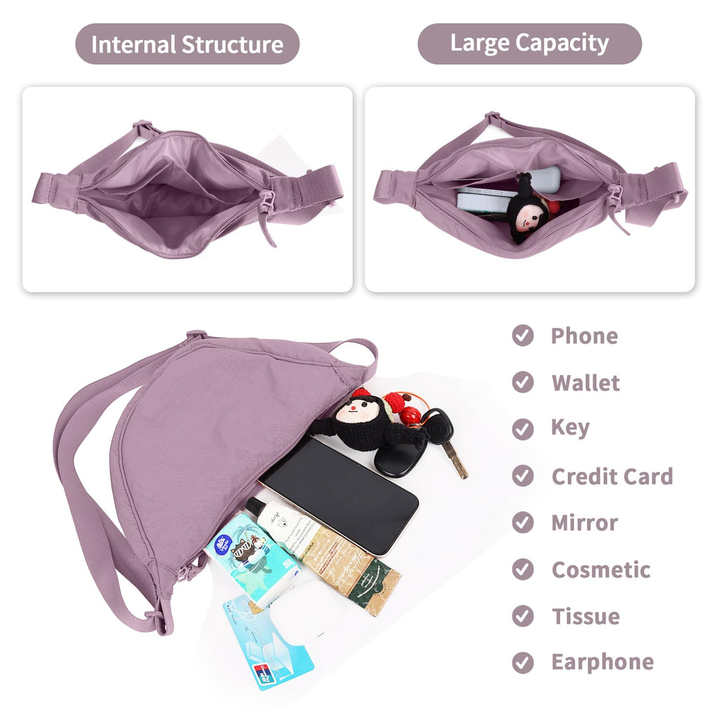 Nylon Crescent Crossbody Bag for Women Purses Trendy Men,Small Travel Sling Bag Hobo