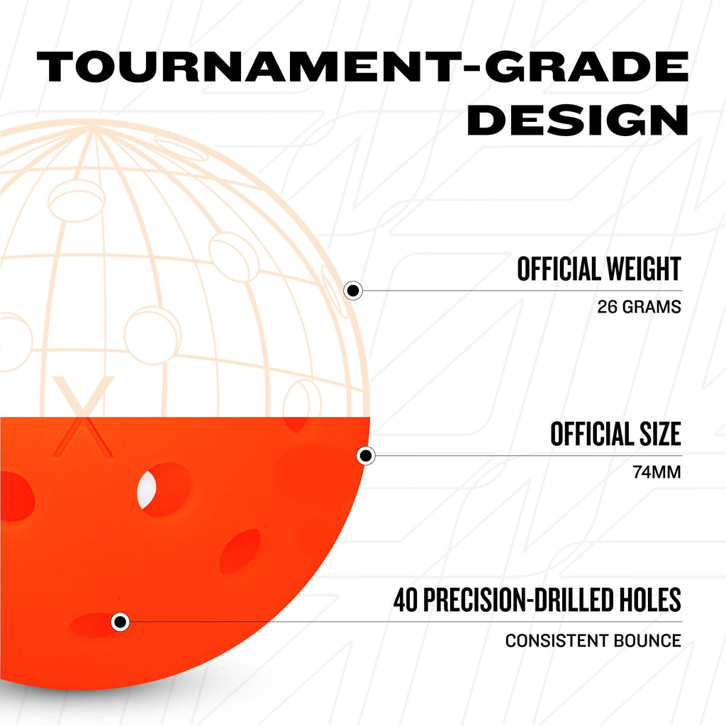 Franklin Sports X-40 Outdoor Pickleballs - Official Ball of USA Pickleball, APP Tour + US Open - Regulation Size