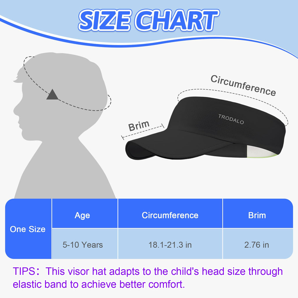 Kids Sun Visor Hats for Girls Boys, Lightweight Cooling Stretchy Visor, Packable Sports Hat for Running, Tennis, Golf
