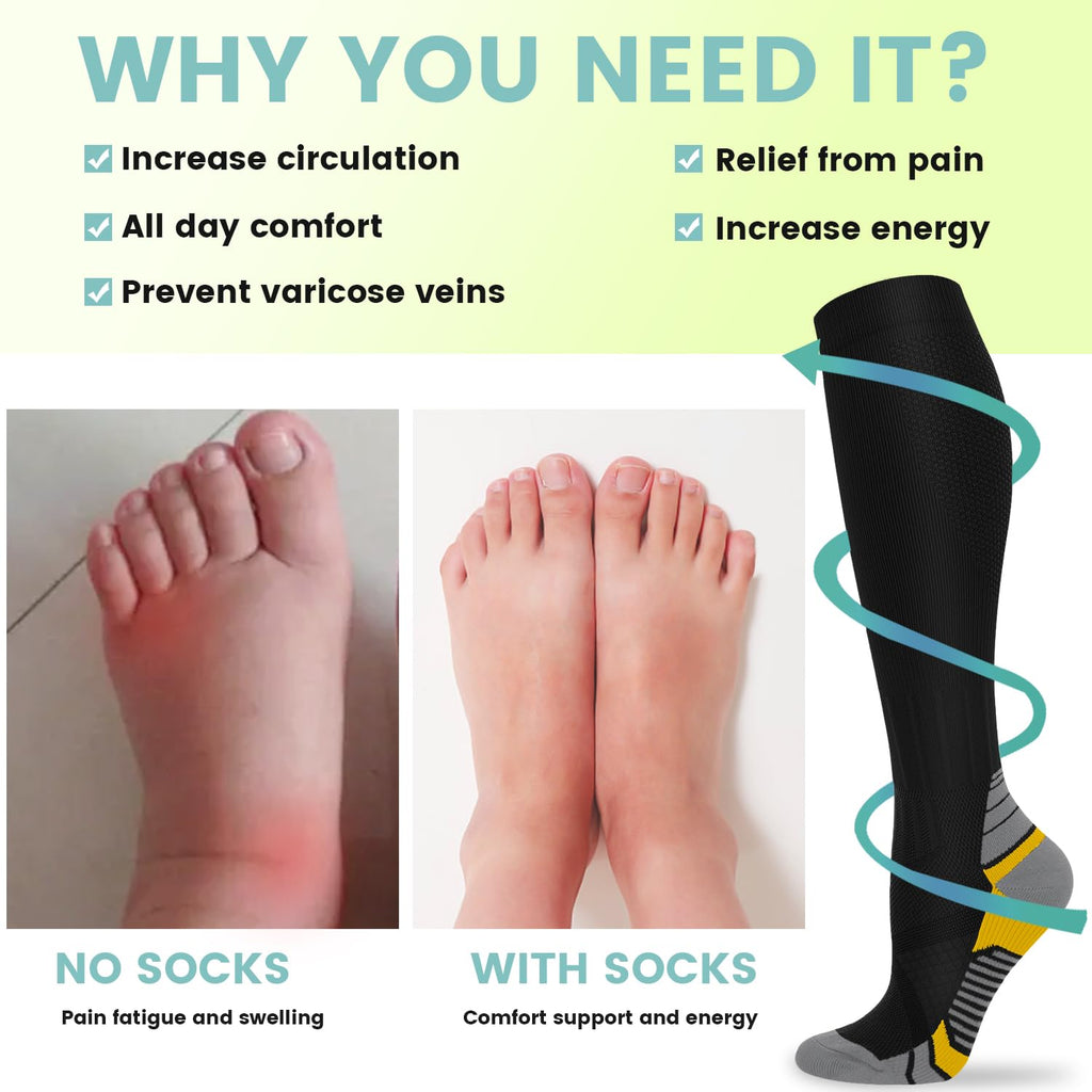 Copper Compression Socks 15-20 mmHg for Men & Women 8 Pairs – Circulation Support for Nurses, Travel, Running, Hiking, Soccer