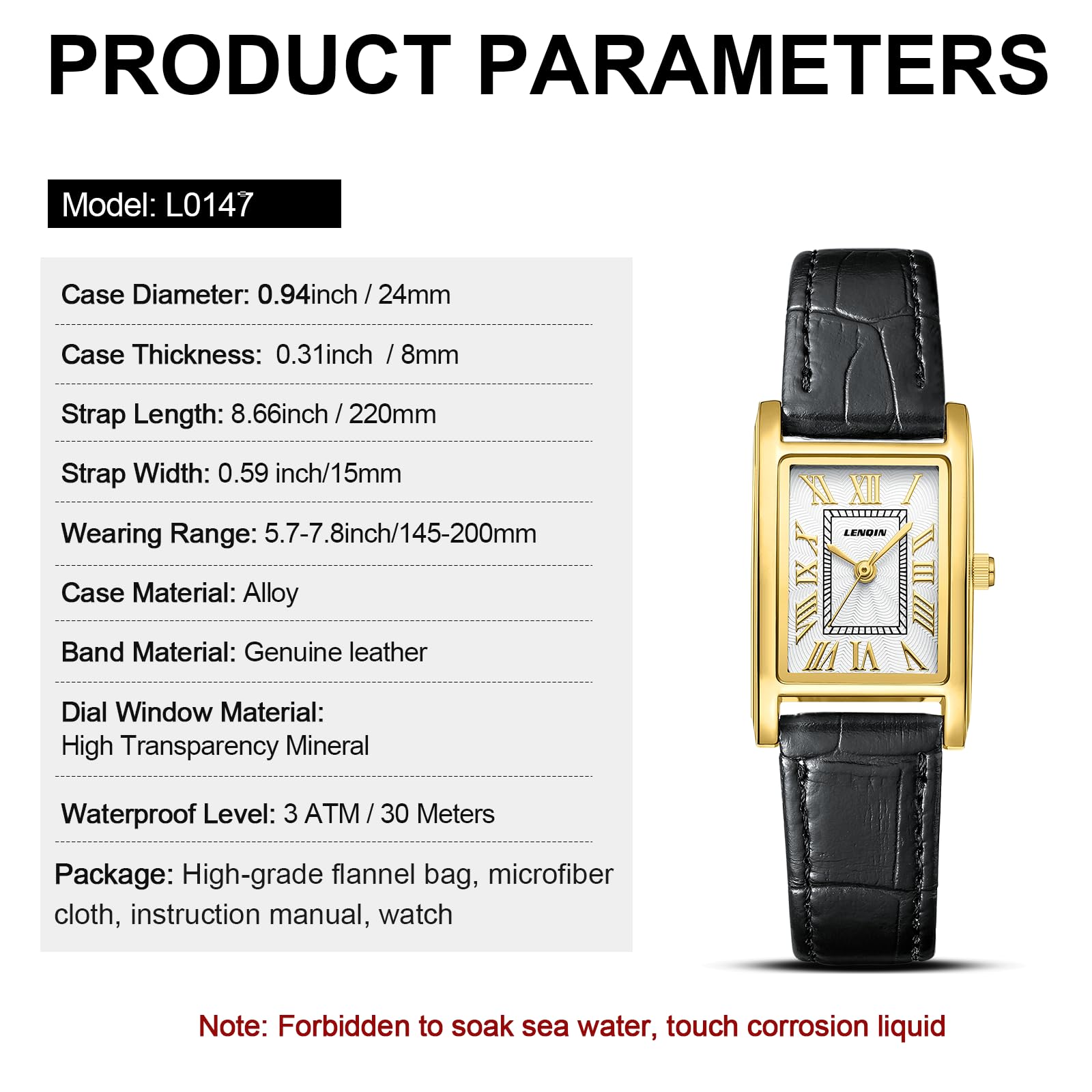 LN LENQIN Ladies Watches Analog Quartz Watch for Women Waterproof Women's Wrist Watches Easy Reader Womens Watch with Leather Strap