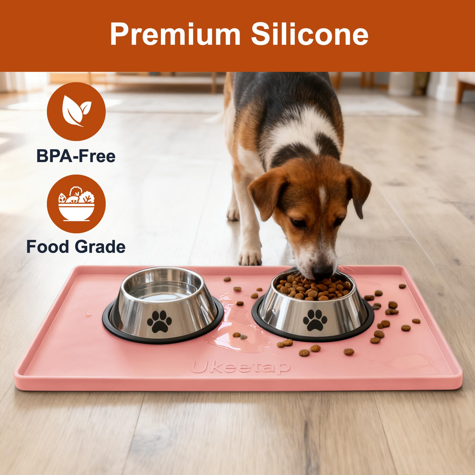 ukeetap Extra Thick Silicone Mat Waterproof with Raised Edge 34" x 22", Under Sink Mat for Kitchen & Bathroom, Kitchen Cabinet Liner, Multi-Purpose for Storage & Protection, Gray