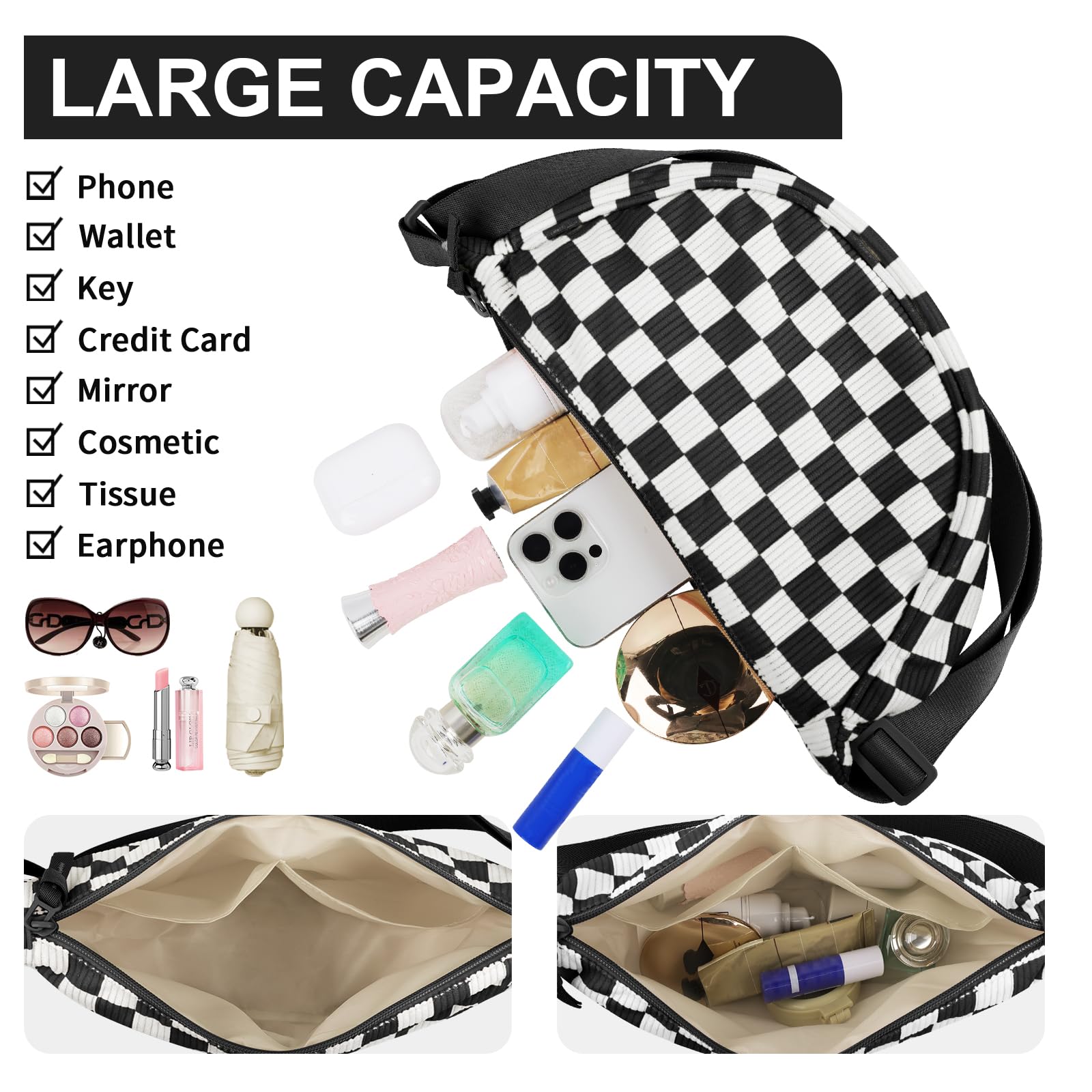 Nylon Crescent Crossbody Bag for Women Purses Trendy Men,Small Travel Sling Bag Hobo
