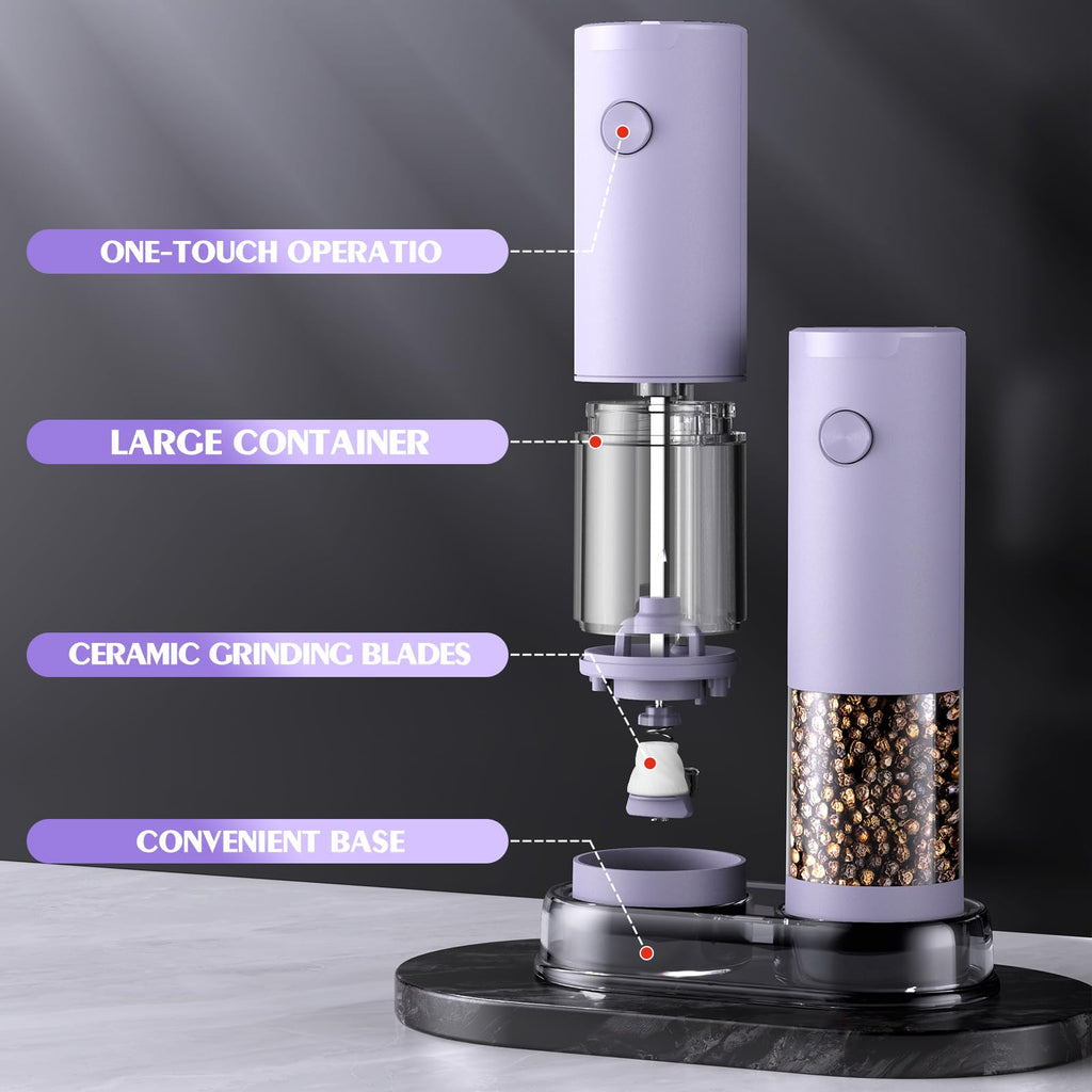 Electric Salt and Pepper Grinder Set Automatic Battery Pepper Mill Shakers Adjustable Coarseness Upgraded Larger Capacity with Led Home and Kitchen Appliances Birthday Gifts for Women Men