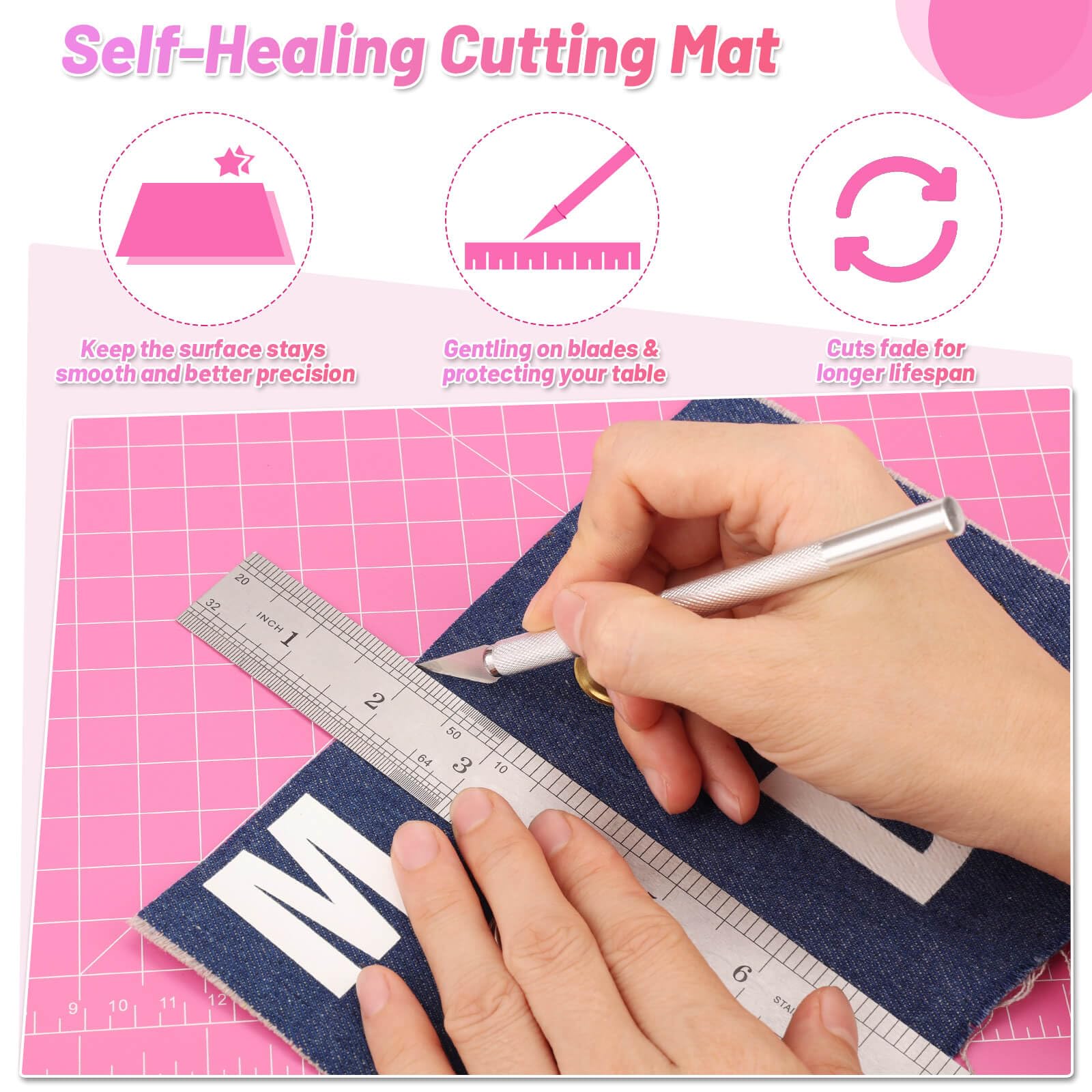 anezus Self Healing Sewing Mat, 12inch x 18inch Rotary Cutting Mat Double Sided 5-Ply Craft Cutting Board for Sewing Crafts Hobby Fabric Precision Scrapbooking Project