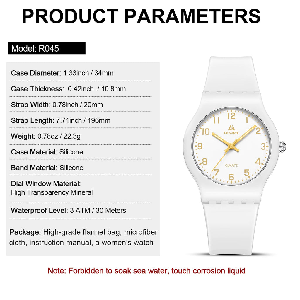 LN LENQIN Ladies Watches Analog Quartz Watch for Women Waterproof Women's Wrist Watches Easy Reader Womens Watch with Leather Strap