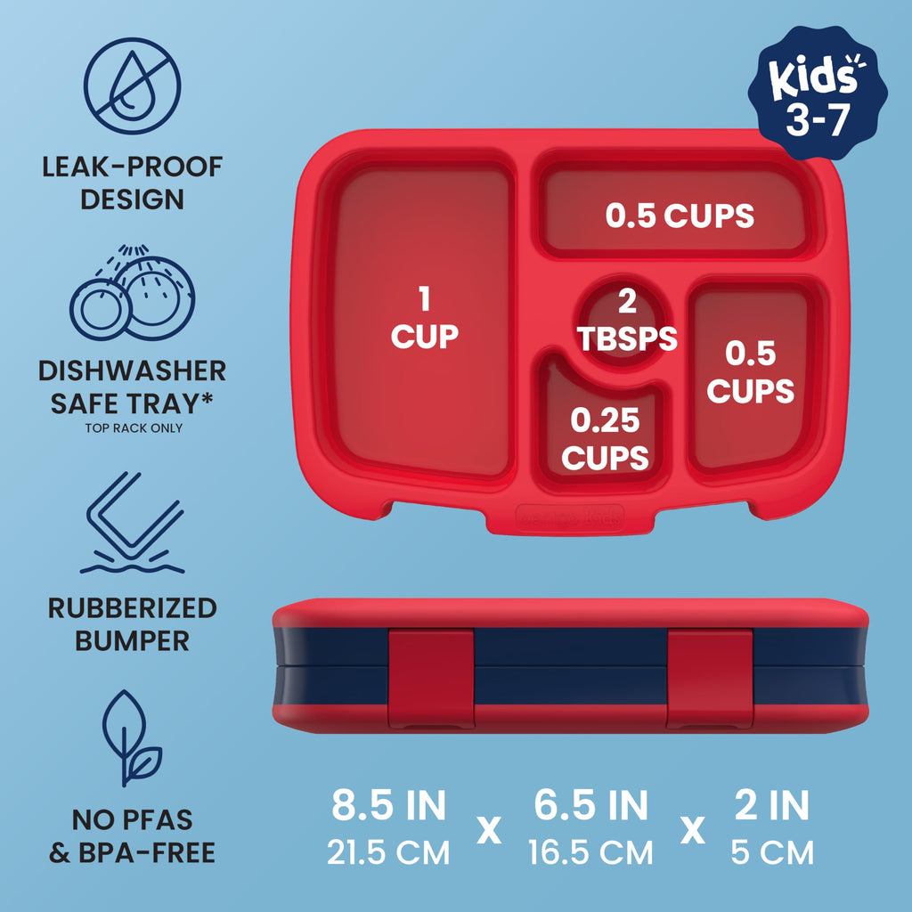 Bentgo Kids Prints Leak-Proof, 5-Compartment Bento-Style Kids Lunch Box - Ideal Portion Sizes for Ages 3-7, Durable, Drop-Proof, Dishwasher Safe, & PFAS & BPA-Free Materials (Unicorn)