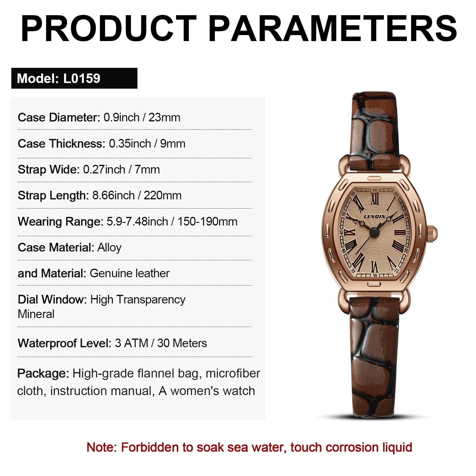 LN LENQIN Ladies Watches Analog Quartz Watch for Women Waterproof Women's Wrist Watches Easy Reader Womens Watch with Leather Strap