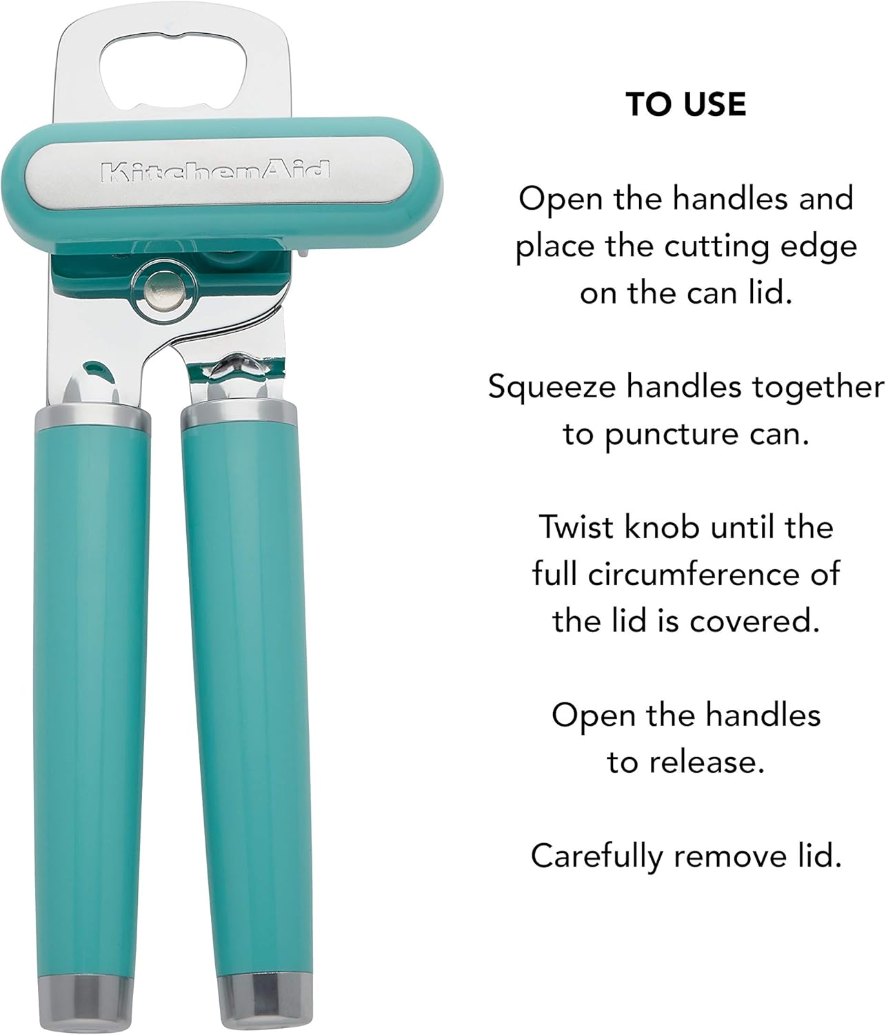 KitchenAid Classic Multifunction Can Opener and Bottle Opener Easy to Use, Razor Sharp Stainless Steel Cutting Wheel, Soft Ergonomic Handles, Black