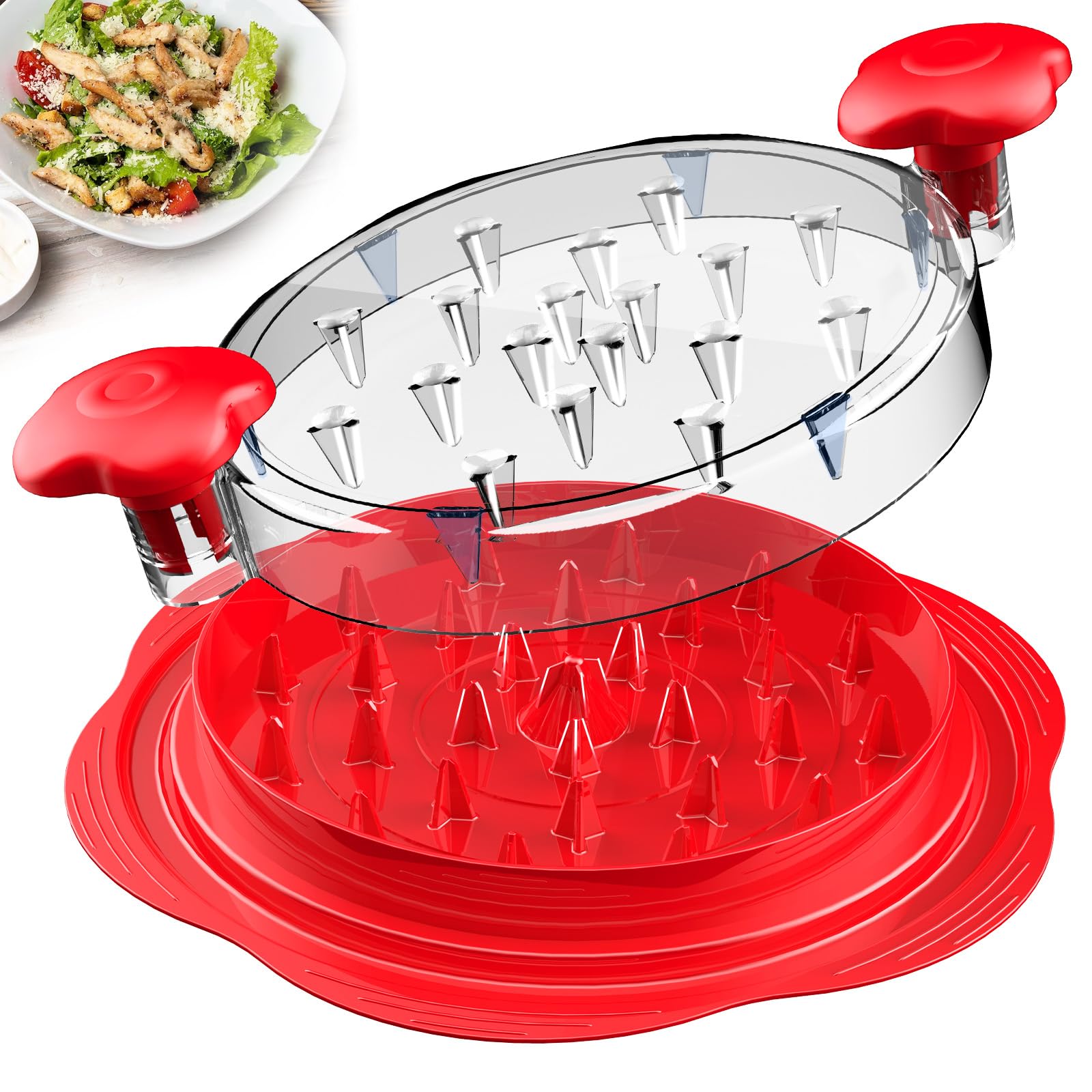 SURETIVIAN Chicken Shredder Tool Twist Large Chicken Breast Shredder with Brush&Fork, Visible Meat Shredder Machine, Strong Anti-Slip Strip, Ergonomic Handle, BPA Free, Suitable for Pork Beef Chicken