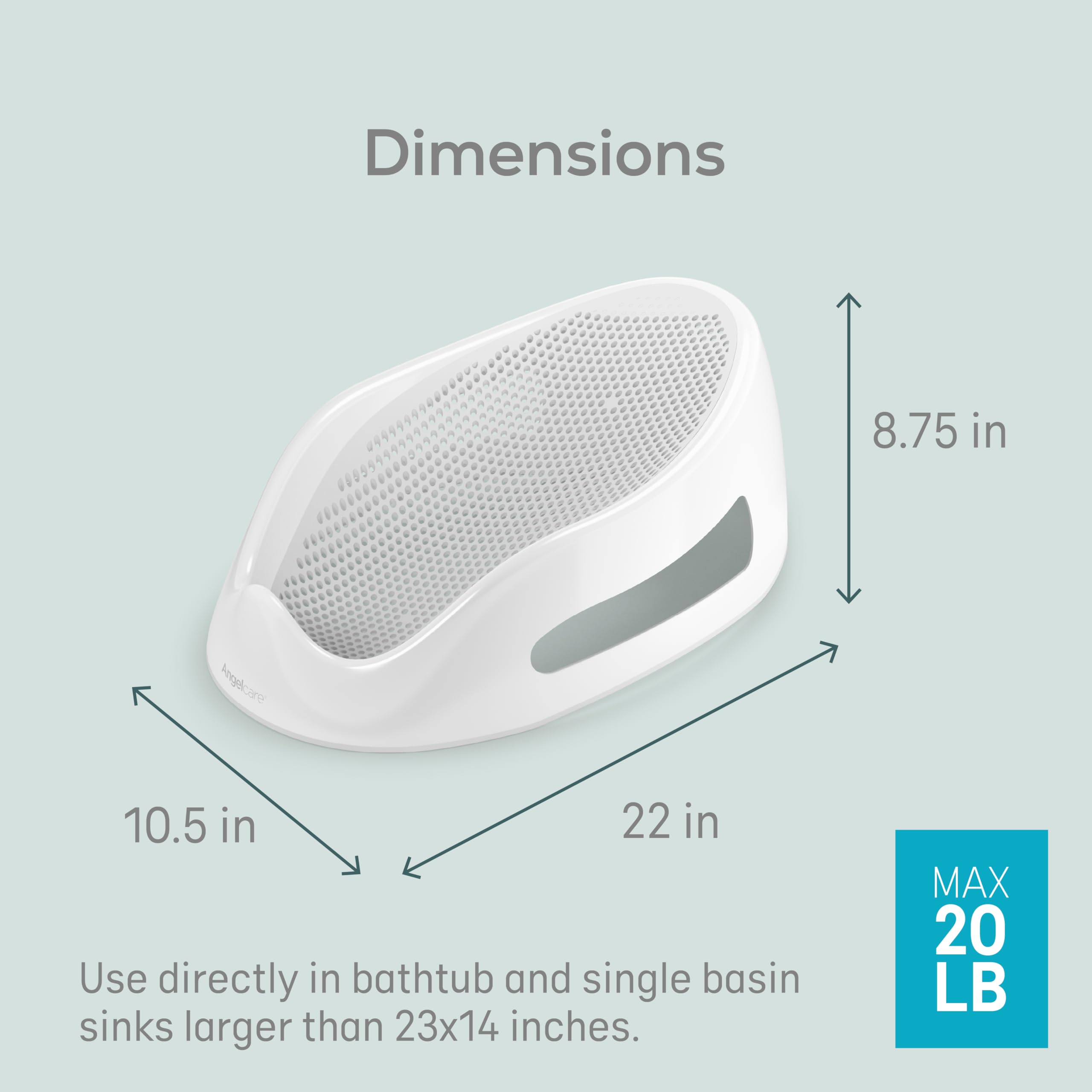 Angelcare Baby Bath Support (Gray) | Ideal for Babies Less Than 6 Months Old