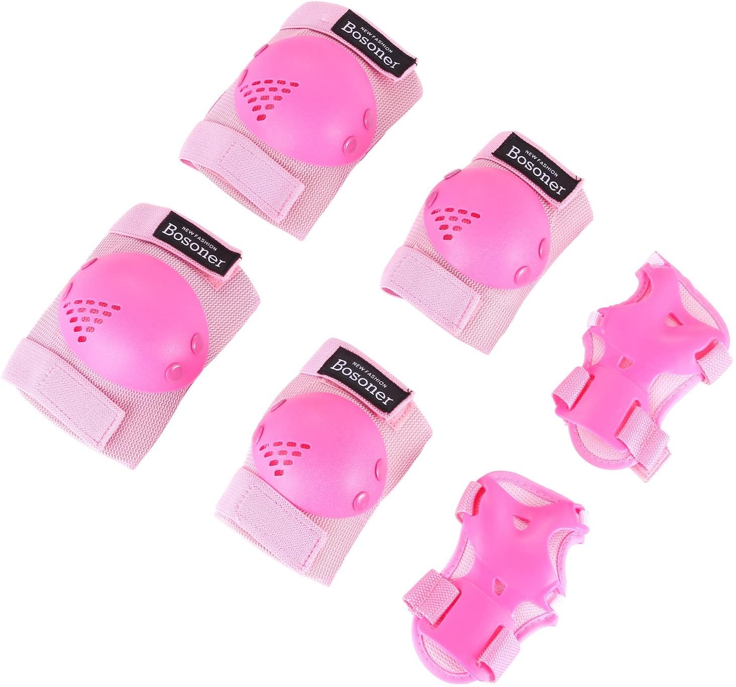 BOSONER Kids/Youth Knee Pads Elbow Pads Wrist Guards Set for 3-15 Years, Child Protective Gear Set for Roller Skates, Cycling, BMX Bike, Skateboard, Inline Skating, Scooter Riding Sports…