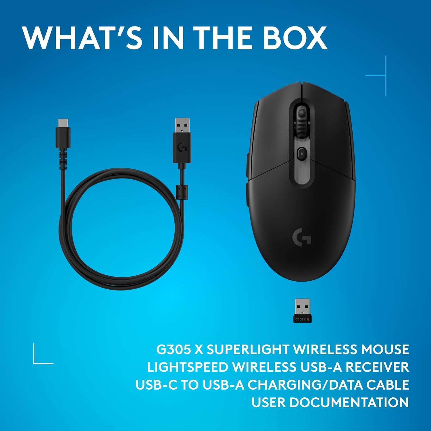 Logitech G305 Lightspeed Wireless Gaming Mouse, Hero Sensor, 12,000 DPI, Lightweight, 6 Programmable Buttons, 250h Battery, On-Board Memory, Compatible with PC, Mac - Black