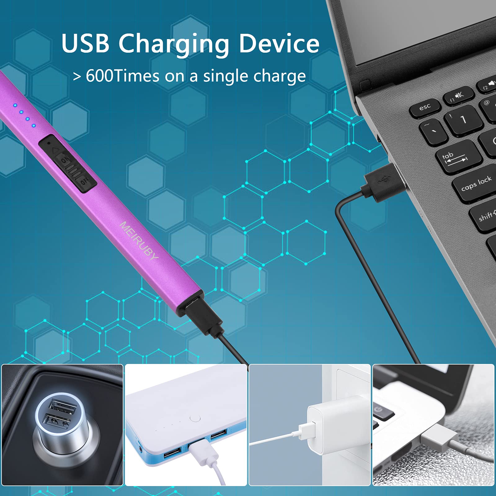 MEIRUBY Lighter Electric Candle Lighter, Birthday for Women Men Mom Wife Sister, Rechargeable USB Arc Lighters for Candle Camping BBQ