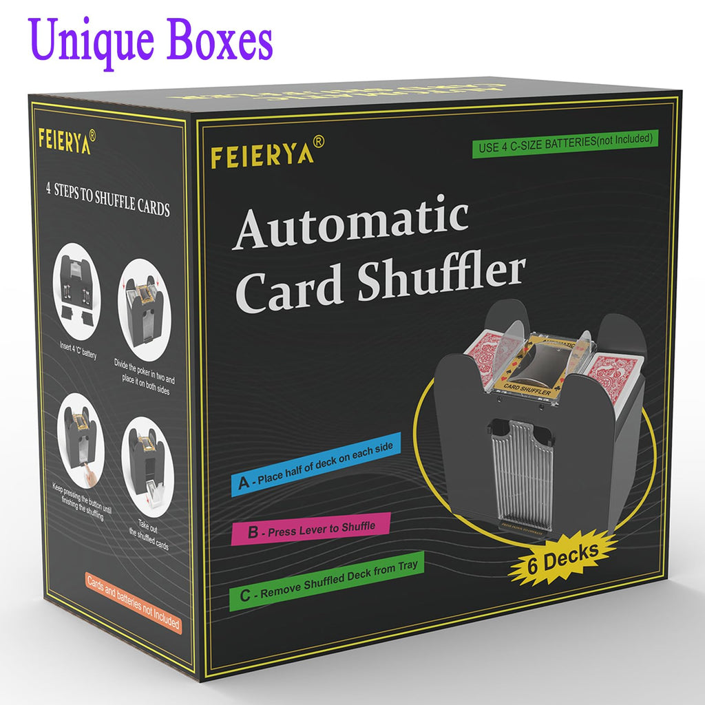FEIERYA Automatic Card Shuffler 2 Deck,Battery-Operated Electric UNO Poker Shuffler,Playing Card Shuffler for Home Card Game,Travel