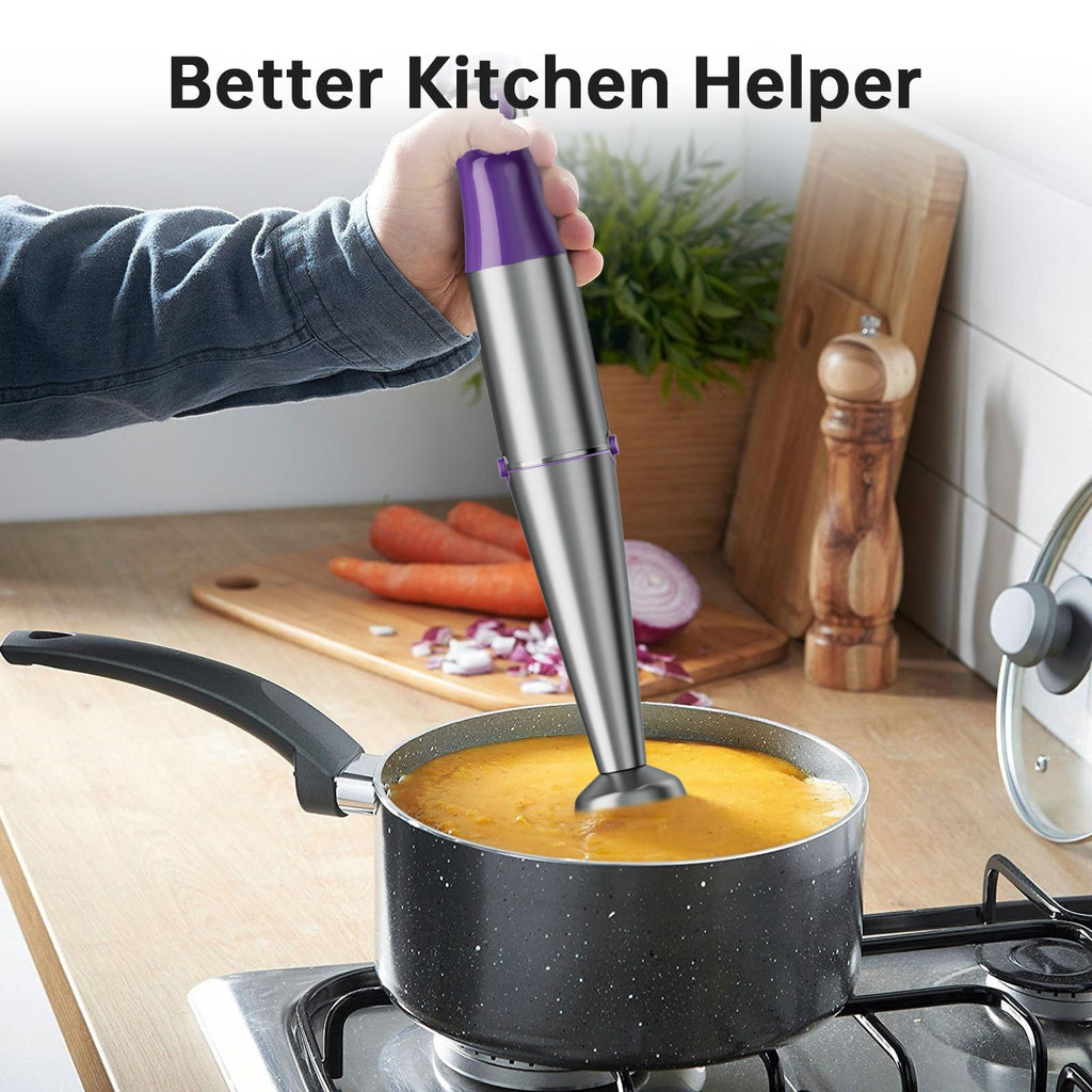 Turelar Immersion Blender Handheld Corded Hand Blenders Set 1100W, Trigger Variable Speed 5 in 1 Stick Emulsifier with Chopper, Whisk and Frother for Soup, Baby Food and Smoothies,Black