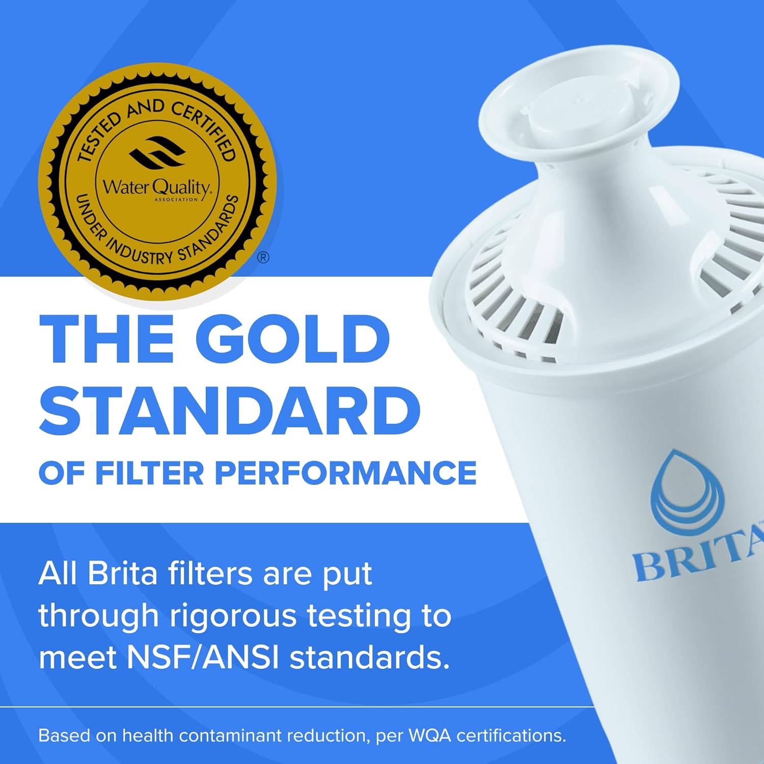 Brita BritaPlus Replacement Water Filter for Pitchers and Dispensers, WQA NSF/ANSI Certified, Reduces 2x More Contaminants vs. Standard Brita, Reduces Chlorine Zinc Copper Mercury & More, 4 Filters