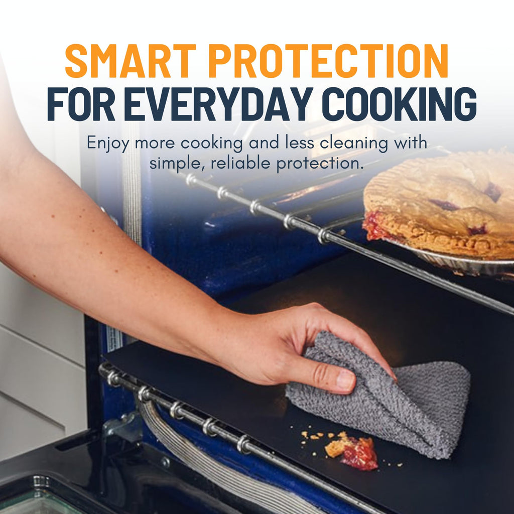 Oven Liners for Bottom of Oven - 2 Pack Large Heavy Duty Mats, 17”x25” Non-Stick Reusable Liner for Electric, Gas, Toaster Ovens, Grills - BPA & PFOA Free Kitchen Accessory to Keep Oven Clean (Black)