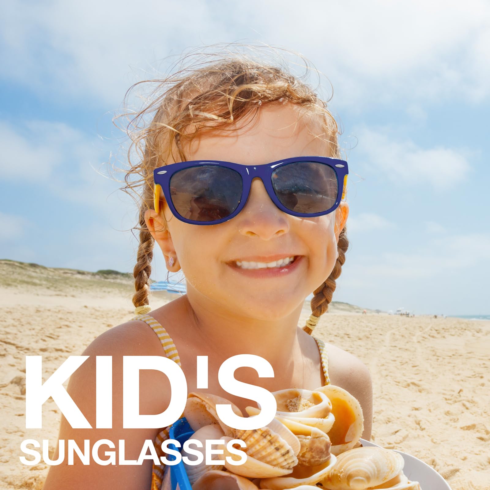 RIVBOS Kids Sunglasses Polarized UV Protection Flexible Rubber Glasses Shades with Strap for Boys Girls RBK004