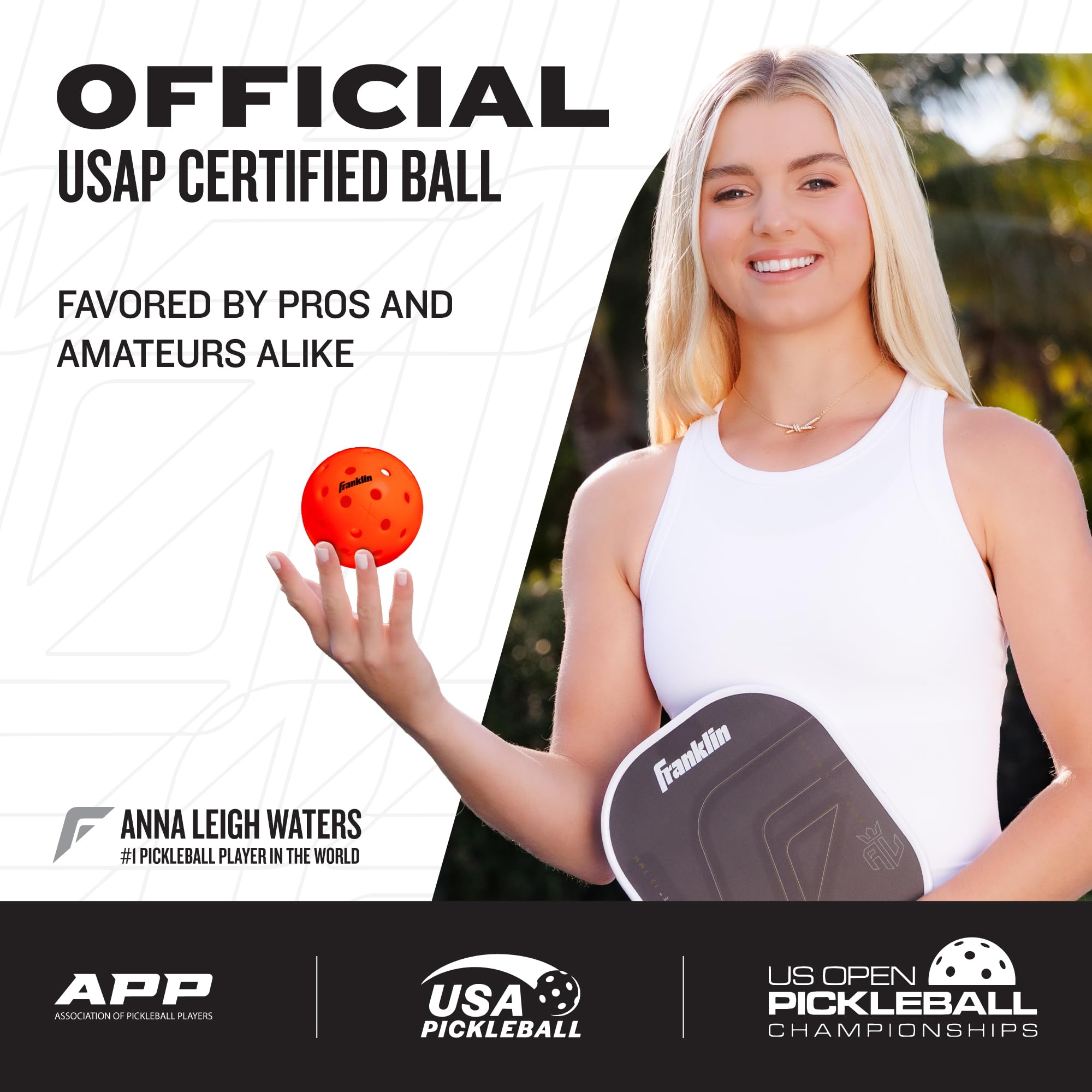 Franklin Sports X-40 Outdoor Pickleballs - Official Ball of USA Pickleball, APP Tour + US Open - Regulation Size