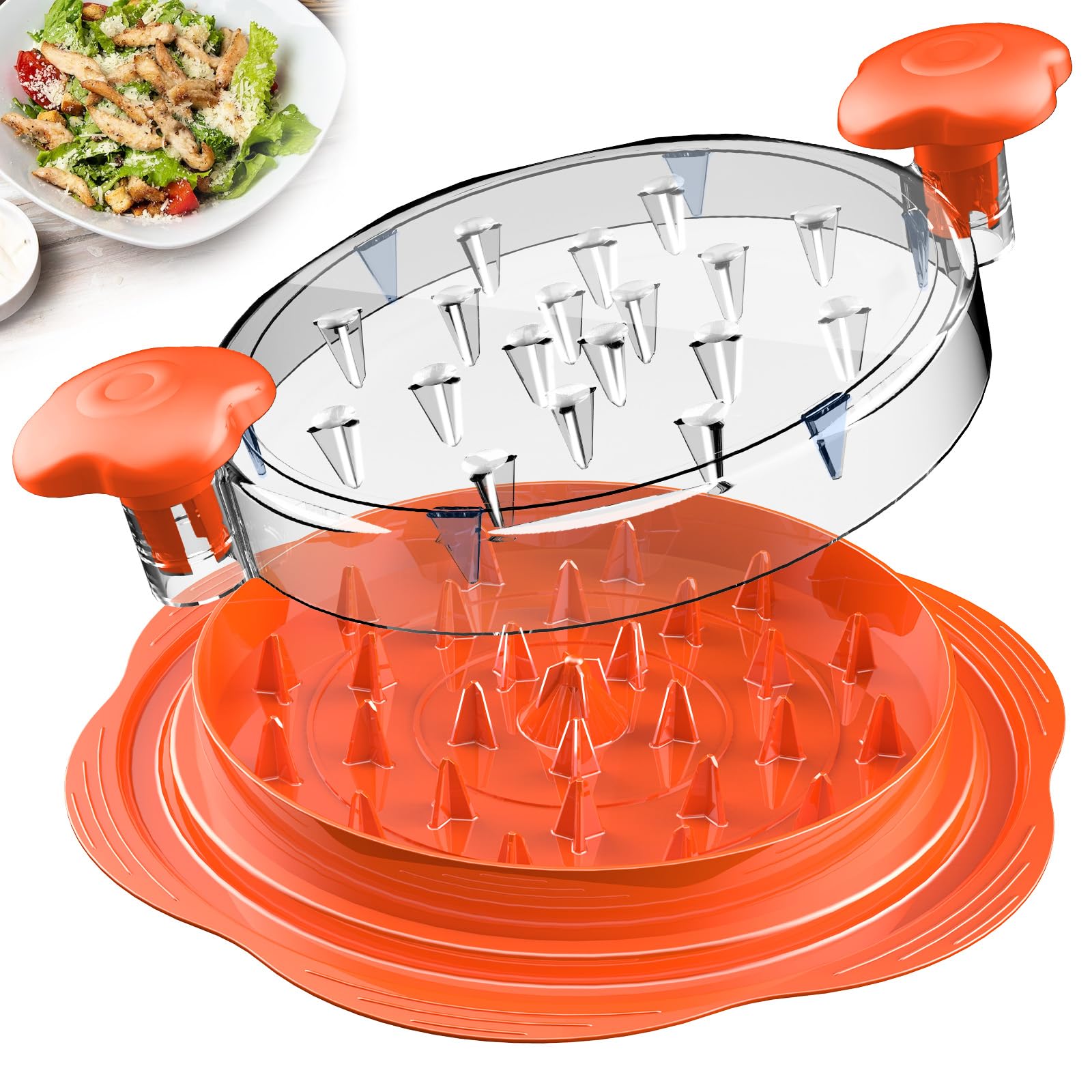 SURETIVIAN Chicken Shredder Tool Twist Large Chicken Breast Shredder with Brush&Fork, Visible Meat Shredder Machine, Strong Anti-Slip Strip, Ergonomic Handle, BPA Free, Suitable for Pork Beef Chicken