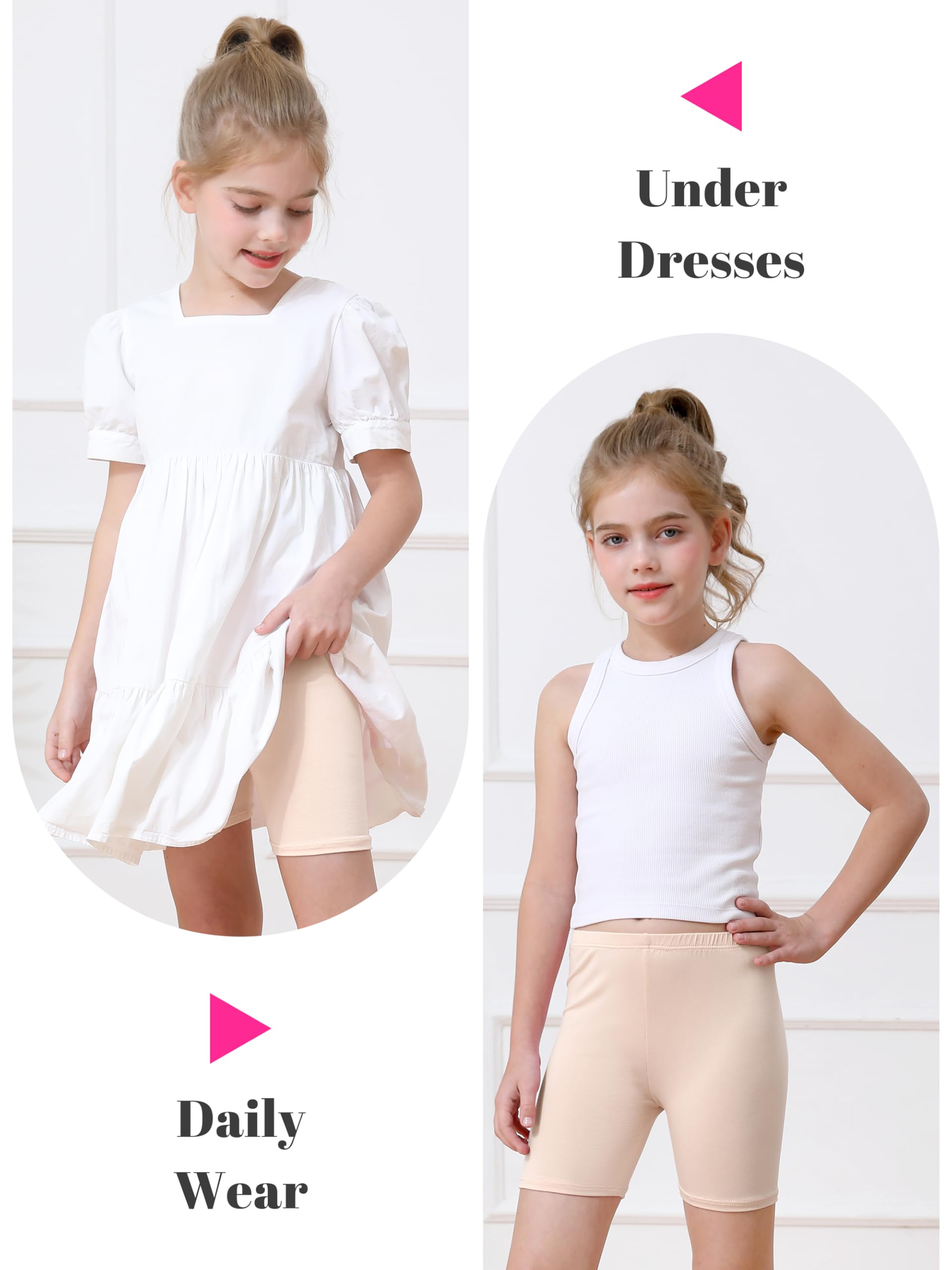 Resinta 6 Pack Girls Bike Shorts Under Dress Dance Cartwheel Shorts for Toddler Kids Summer Clothes Multicolor