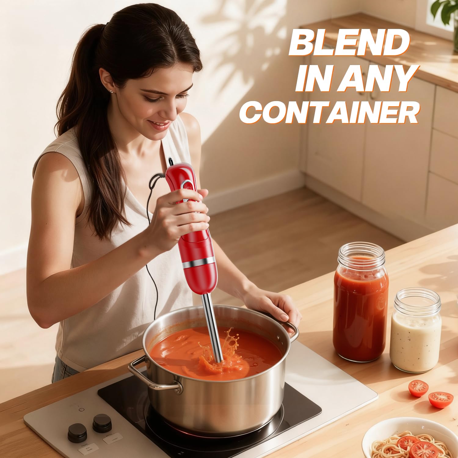 Turelar Immersion Blender Handheld Corded Hand Blenders Set 1100W, Trigger Variable Speed 5 in 1 Stick Emulsifier with Chopper, Whisk and Frother for Soup, Baby Food and Smoothies,Black